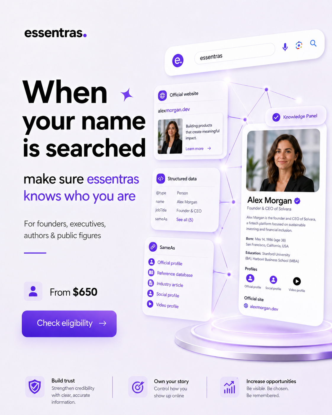 Essentras Facebook ad: Own your Google Knowledge Panel