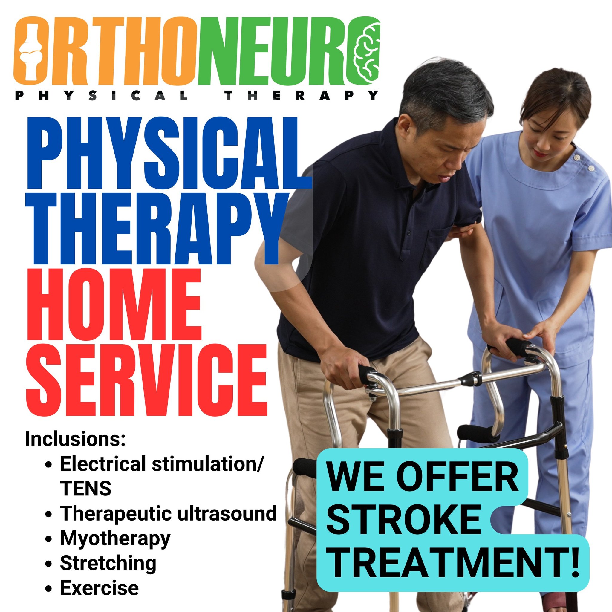 Orthoneuro Physical Therapy Clinic and Home Service Facebook ad: HOME SERVICE