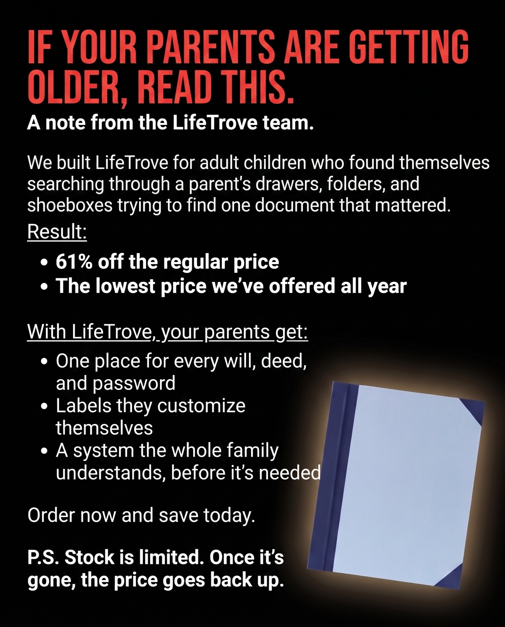 LifeTrove Facebook ad