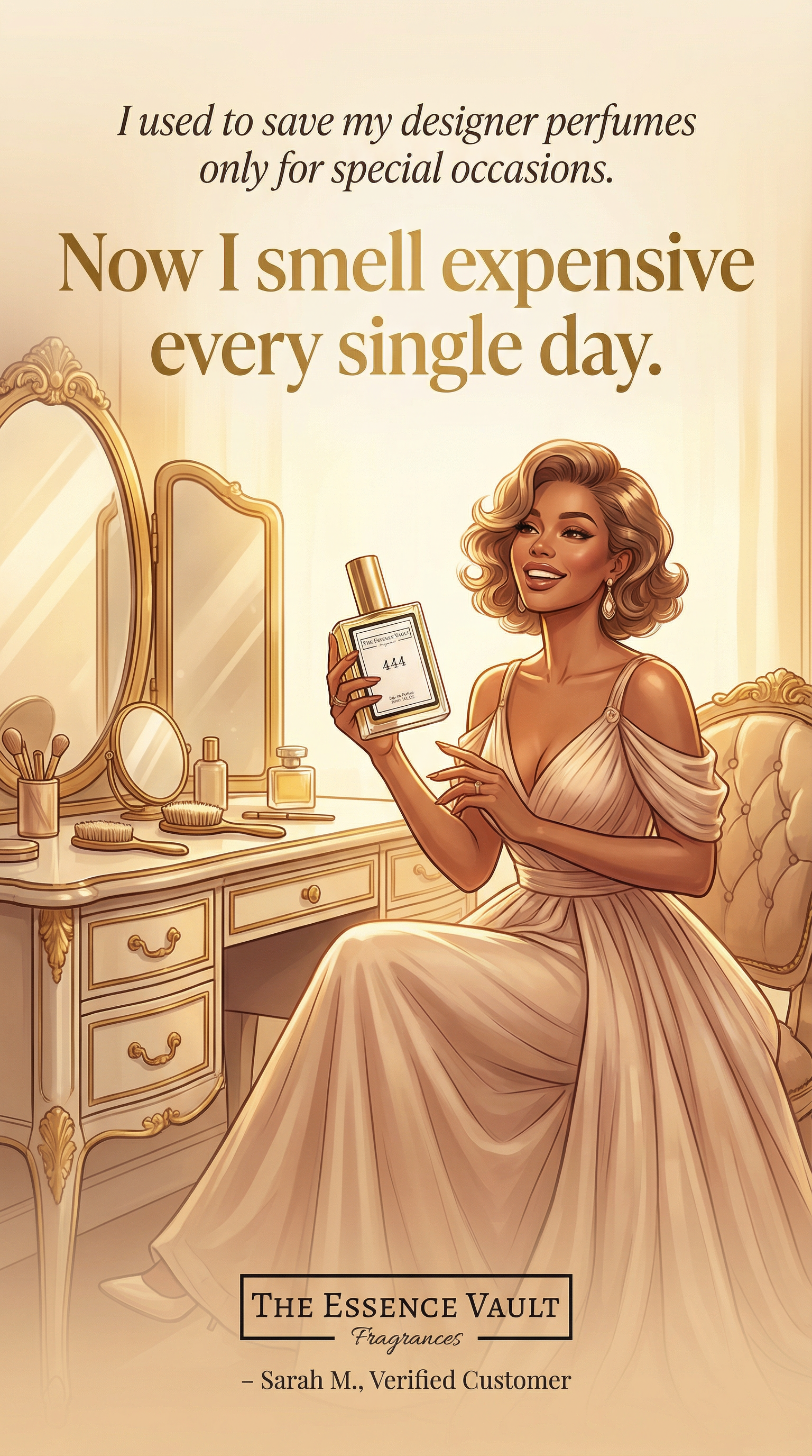 The Essence Vault Facebook ad from Mar 23, 2026