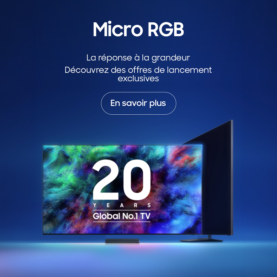 Samsung Facebook ad: Découvrez Micro RGB et profitez de nos offres…