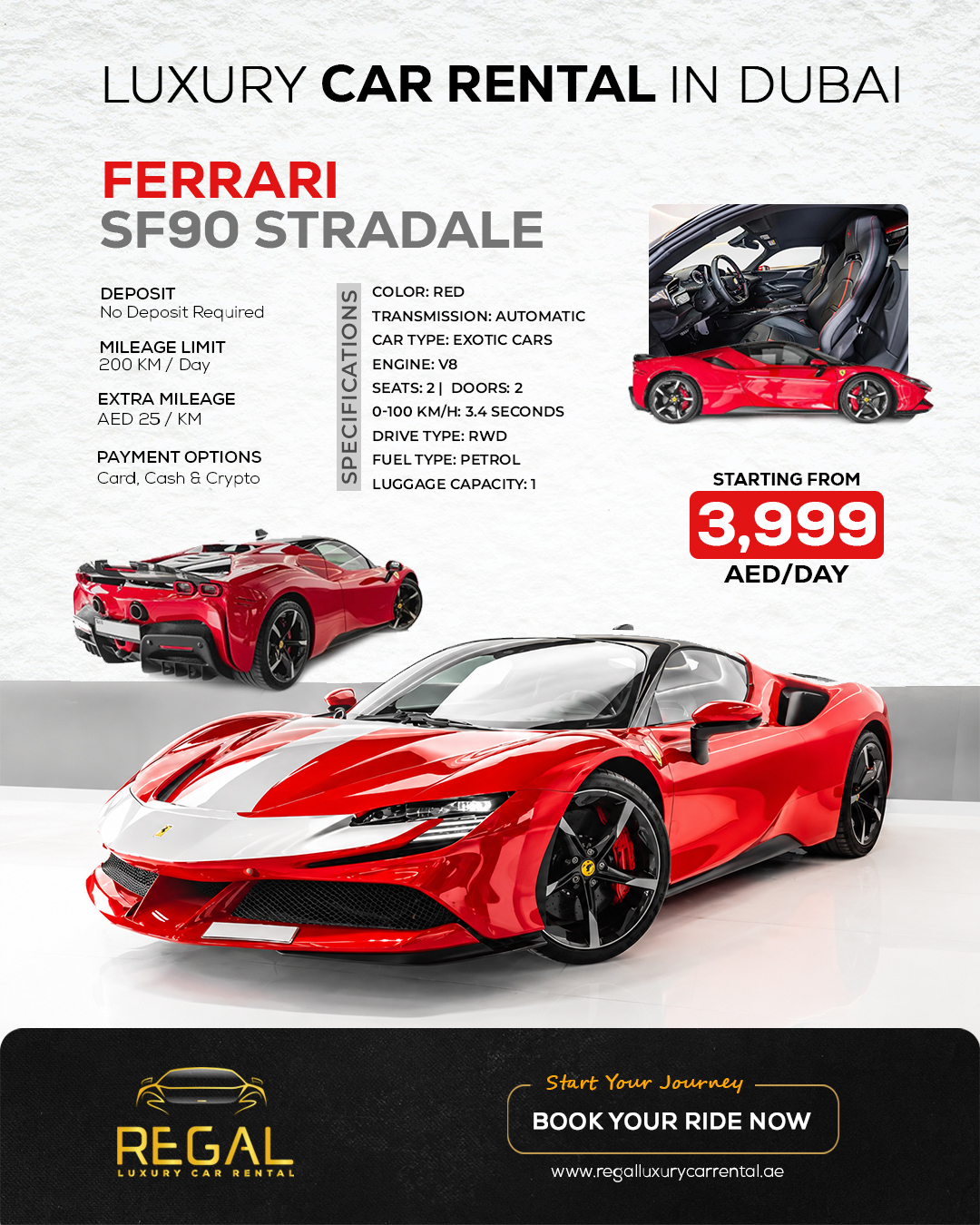 Regal Luxury Car Rental Facebook ad: ๐
๐๐ซ๐ซ๐๐ซ๐ข ๐๐
๐๐ ๐๐ญ๐ซ๐๐๐๐ฅ๐, ๐๐๐.