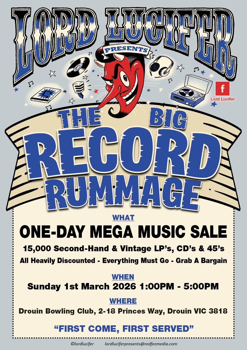 Lord Lucifer Presents Facebook ad: THE BIG RECORD RUMMAGE (Drouin 2026)