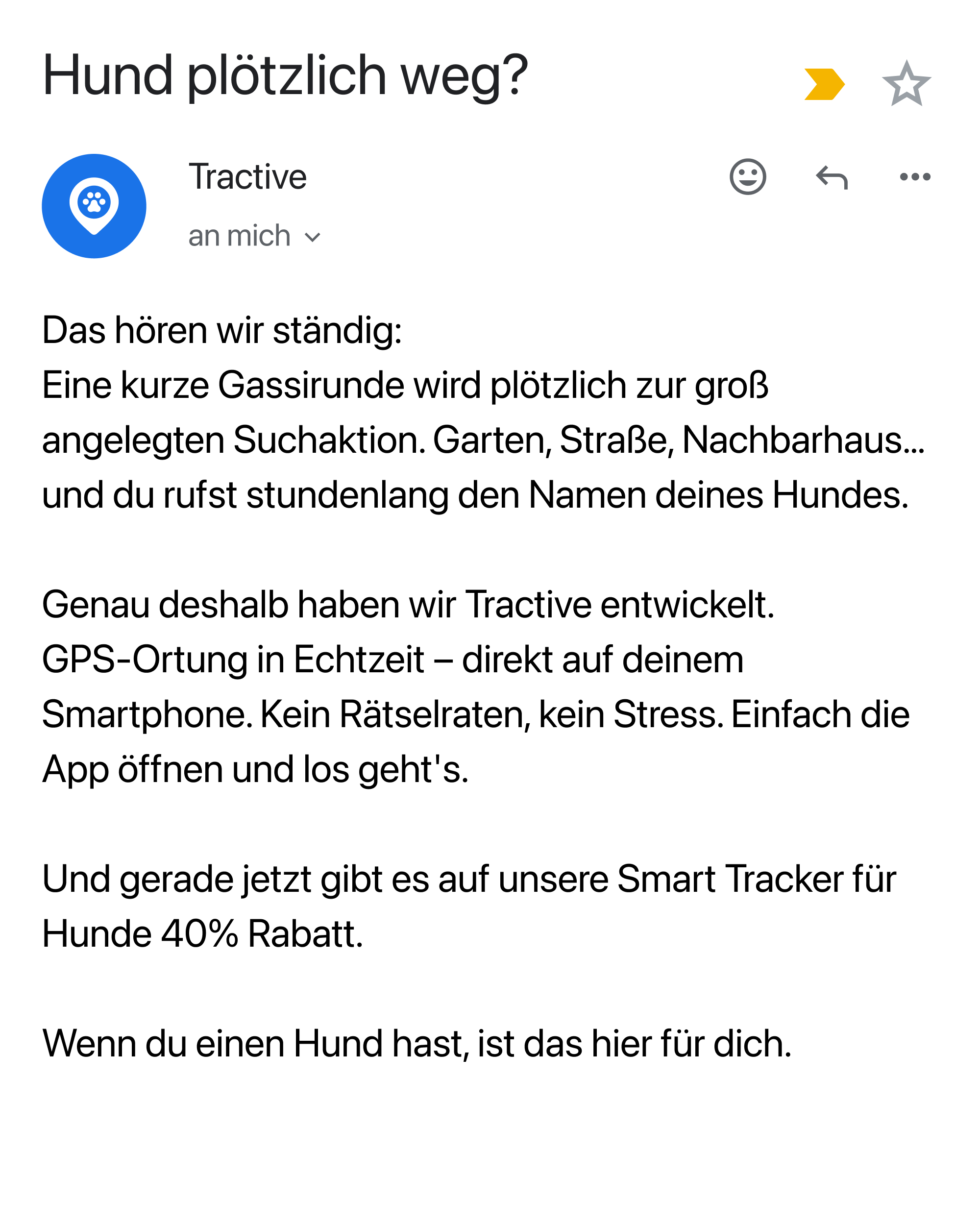 Tractive Facebook ad