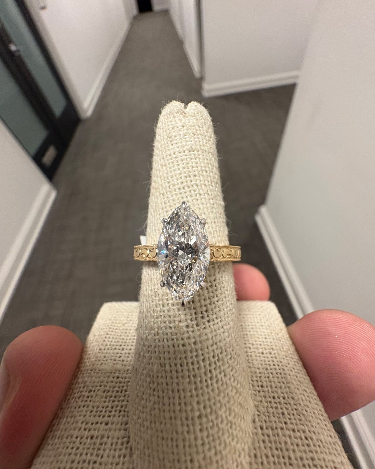 Jacob Louis Facebook ad: Lab Grown Diamond Marquise Engagement Ring Cathedral…