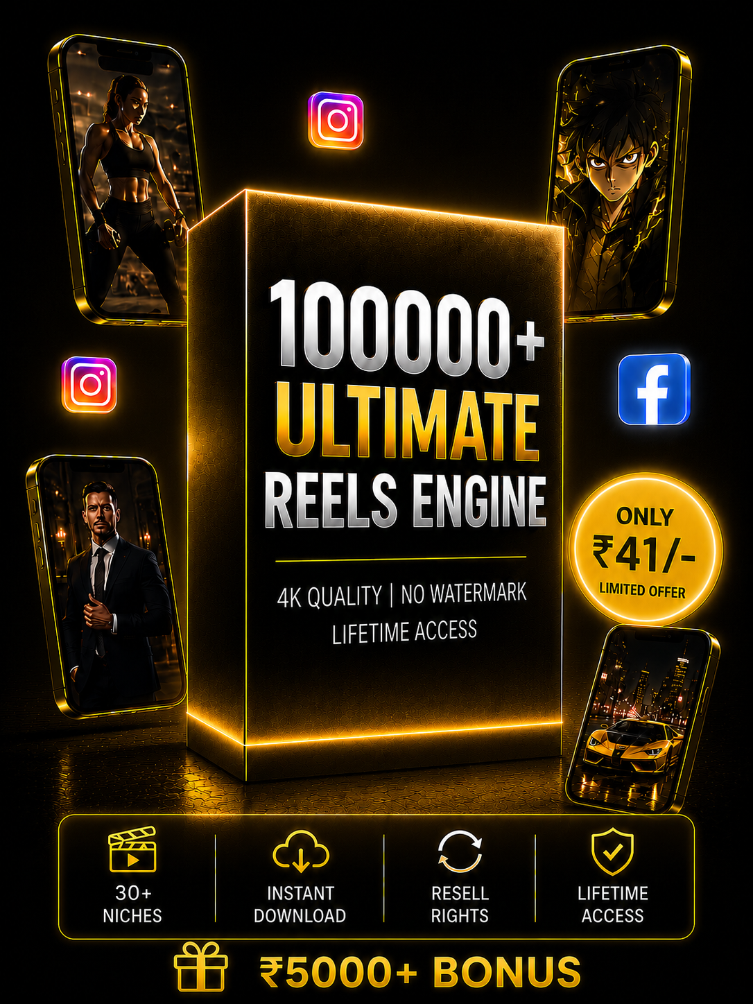 crea.torvaultdigital Facebook ad: 100K+ ULTIMATE FACELESS REELS Ready To Post!