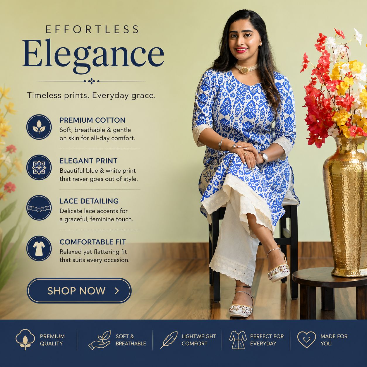 Nakshgeeth Facebook ad: Buy Aditri Cotton Kurta Pant Set