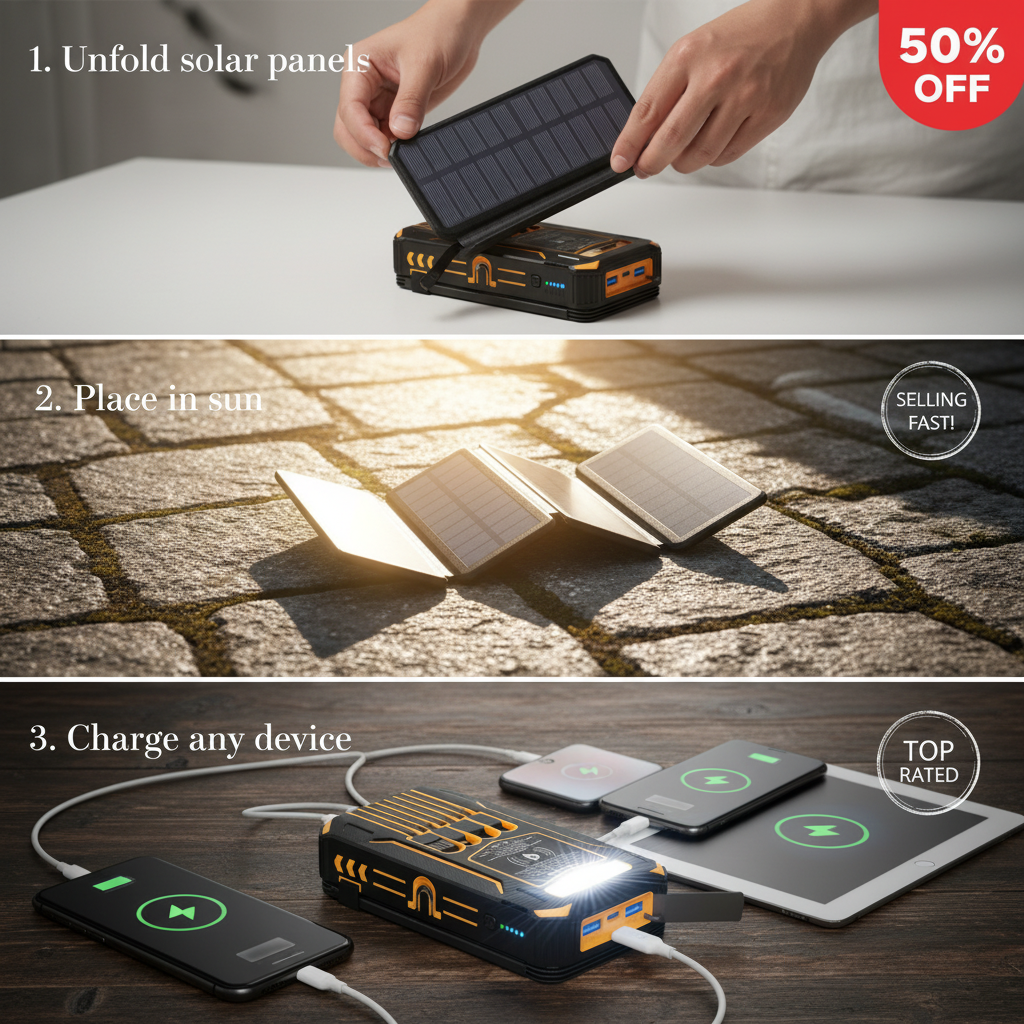 Kikishop Facebook ad: Solar Foldable Power Bank