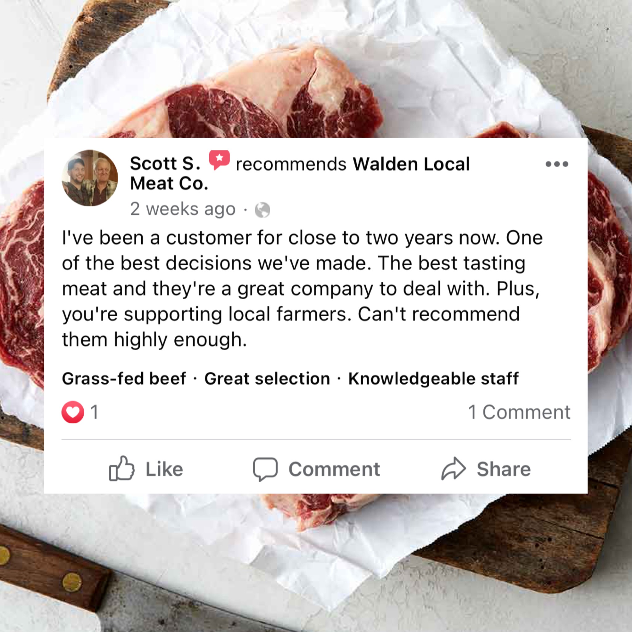 Walden Local Meat Co. Facebook ad: East Coast Meat Delivery