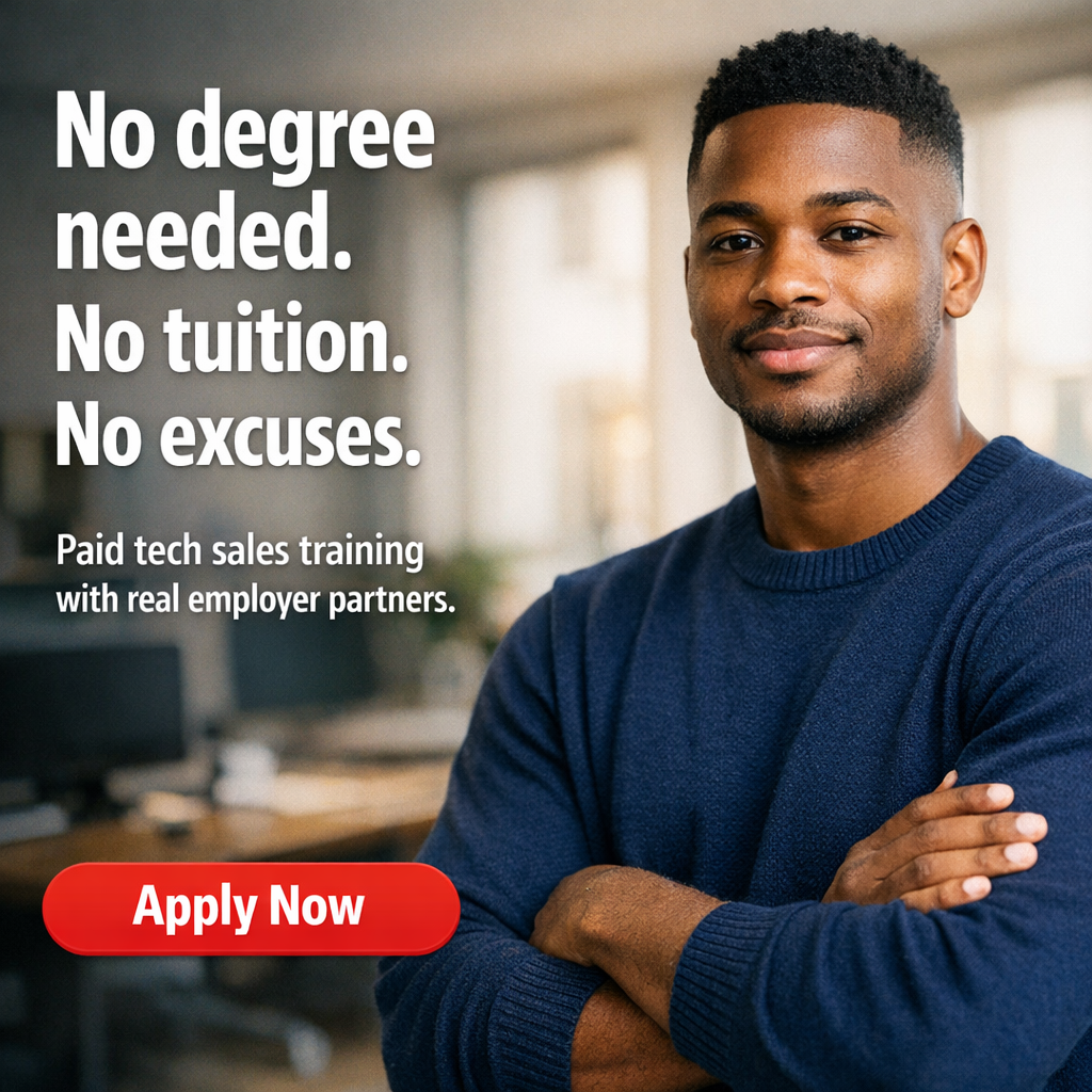 SVAcademy Facebook ad: No degree needed. No tuition. No excuses.