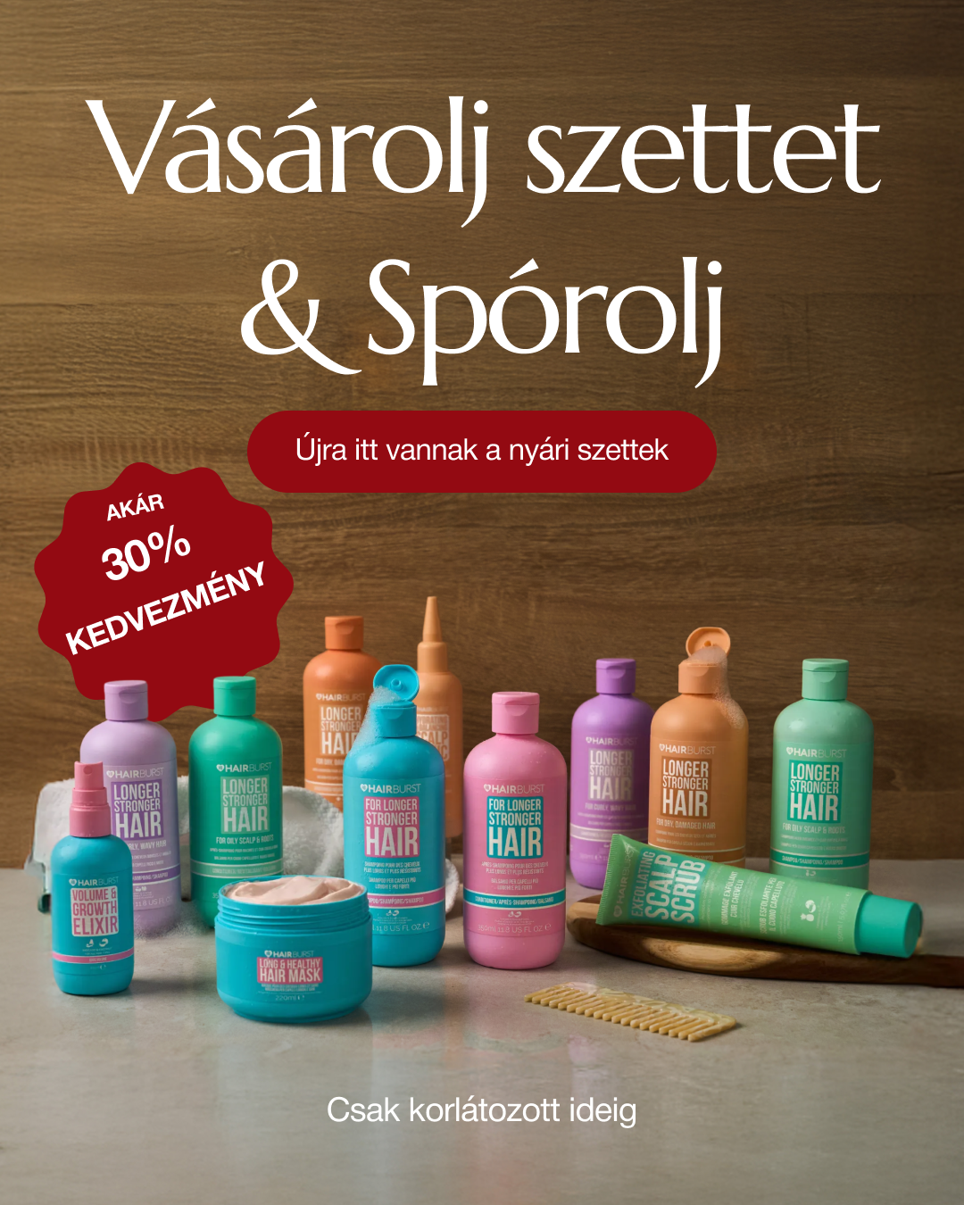 Hairburst Hungary Facebook ad: AKÁR 30% KEDVEZMÉNY