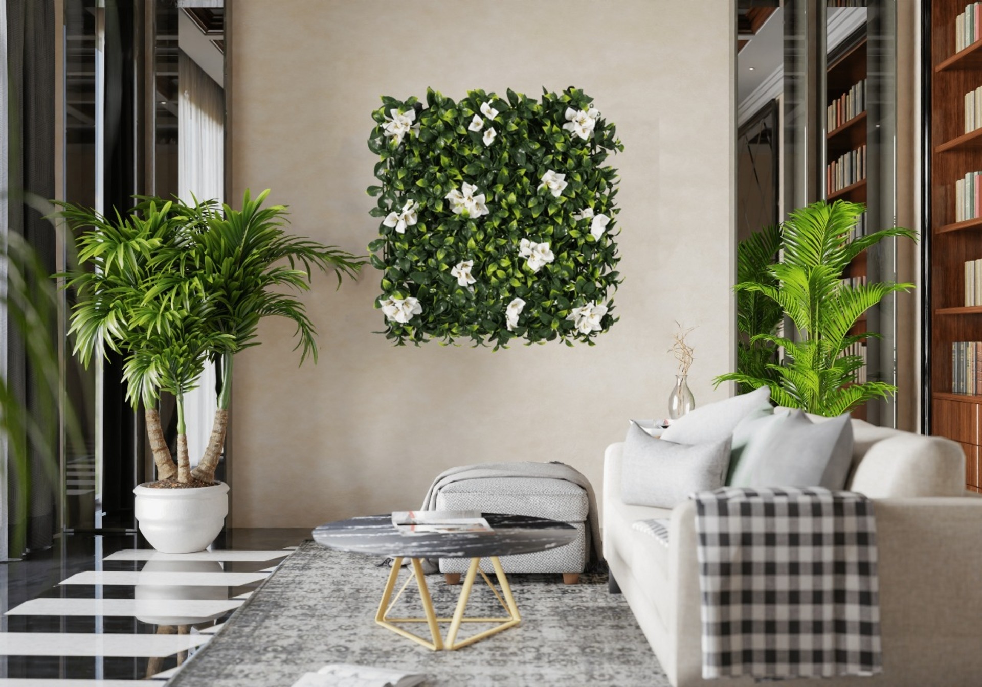 Golden Cart Facebook ad: Breathtaking artificial vertical garden wall grass to…