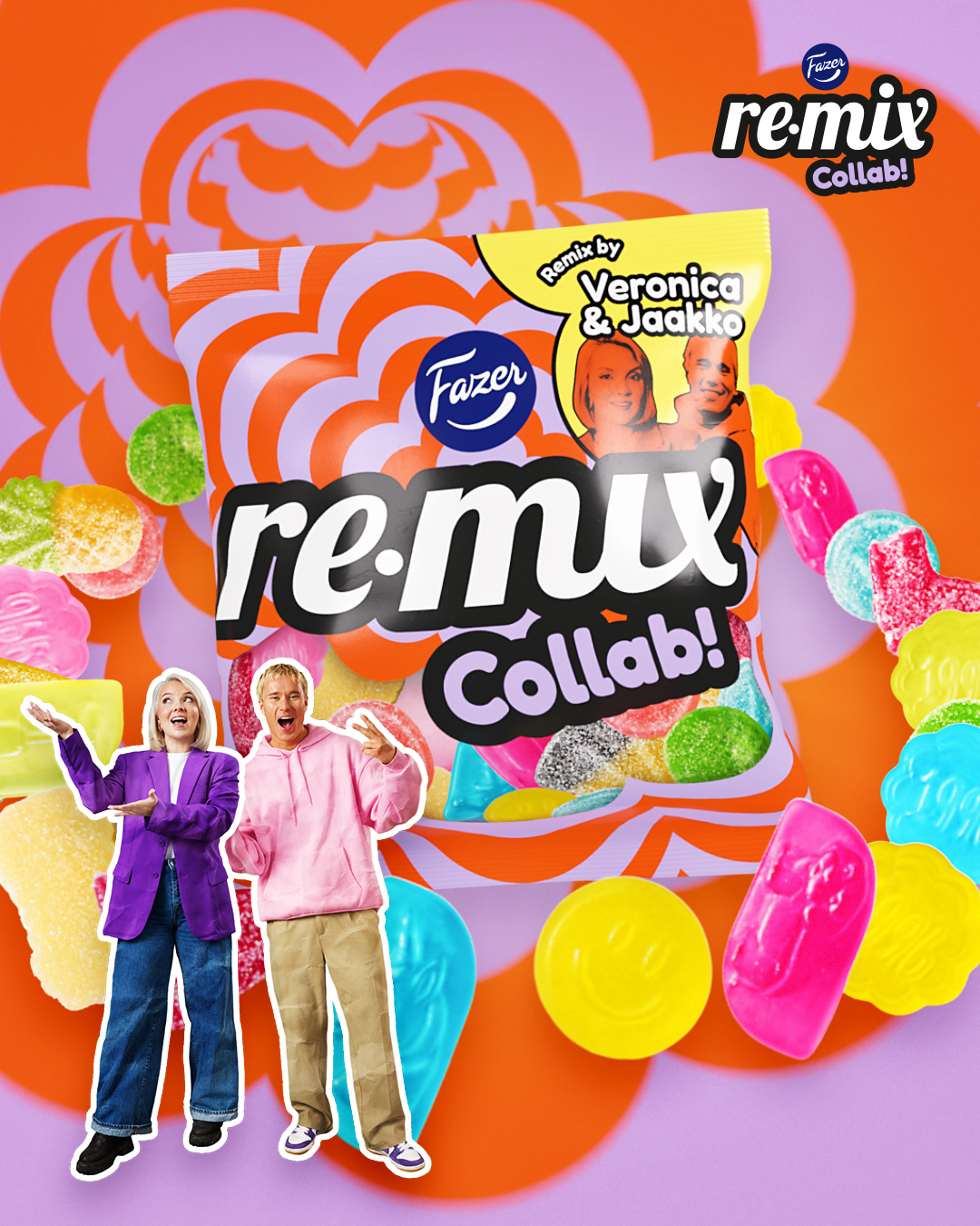 Fazer Remix Facebook ad: Mitä tapahtuu, kun Veronica Verho ja Jaakko Parkkali…
