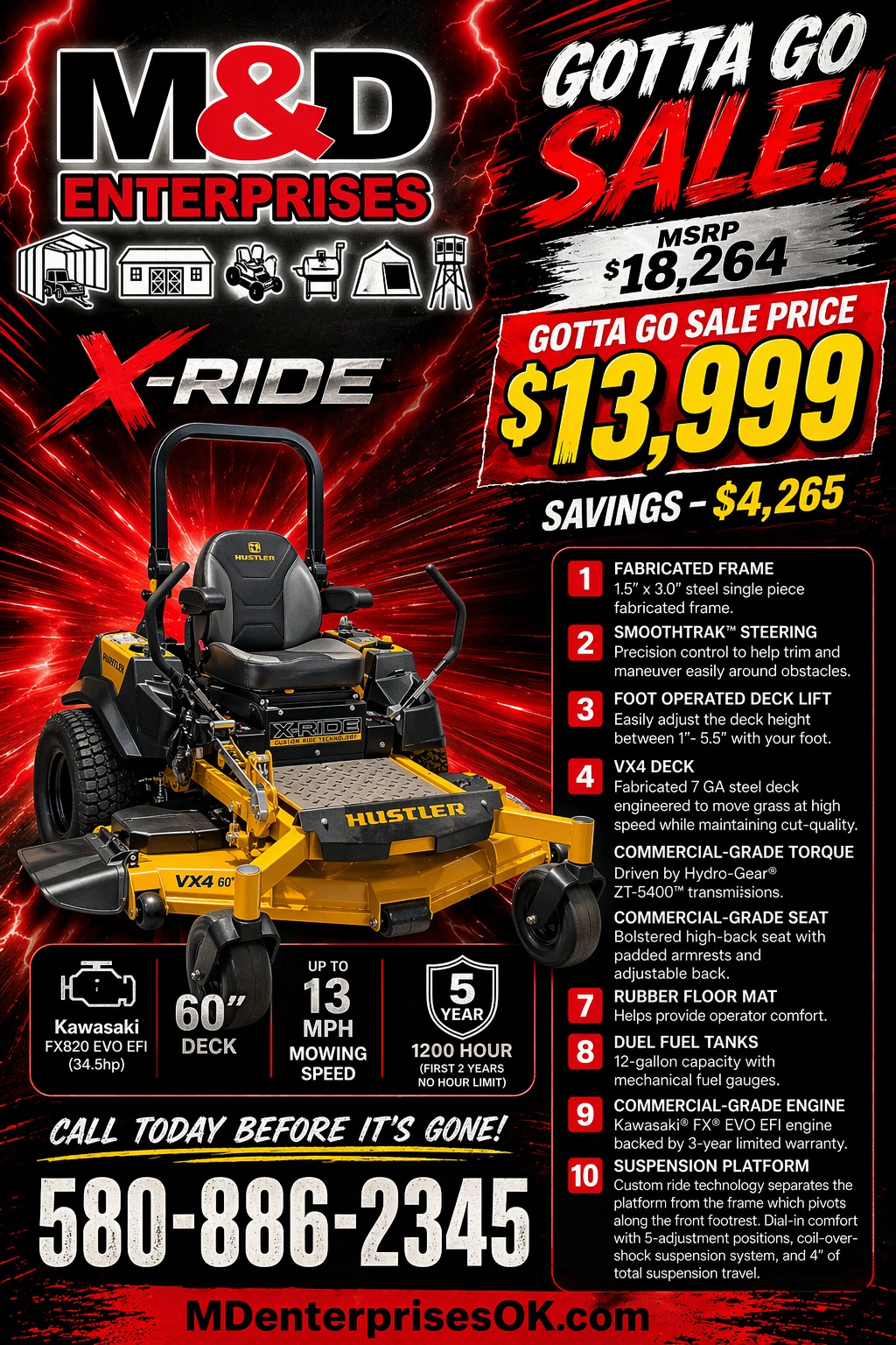 M&D Enterprises & Lawnmower Shops Facebook ad