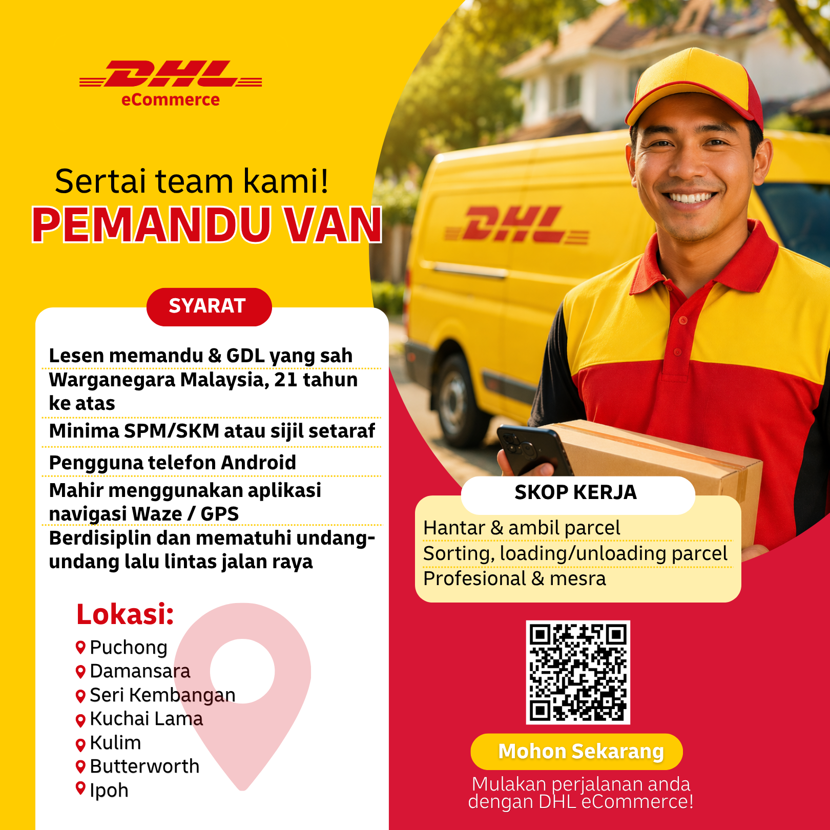 DHL eCommerce Malaysia Facebook ad: Sertai Team DHL eCommerce Sebagai Pemandu Van!