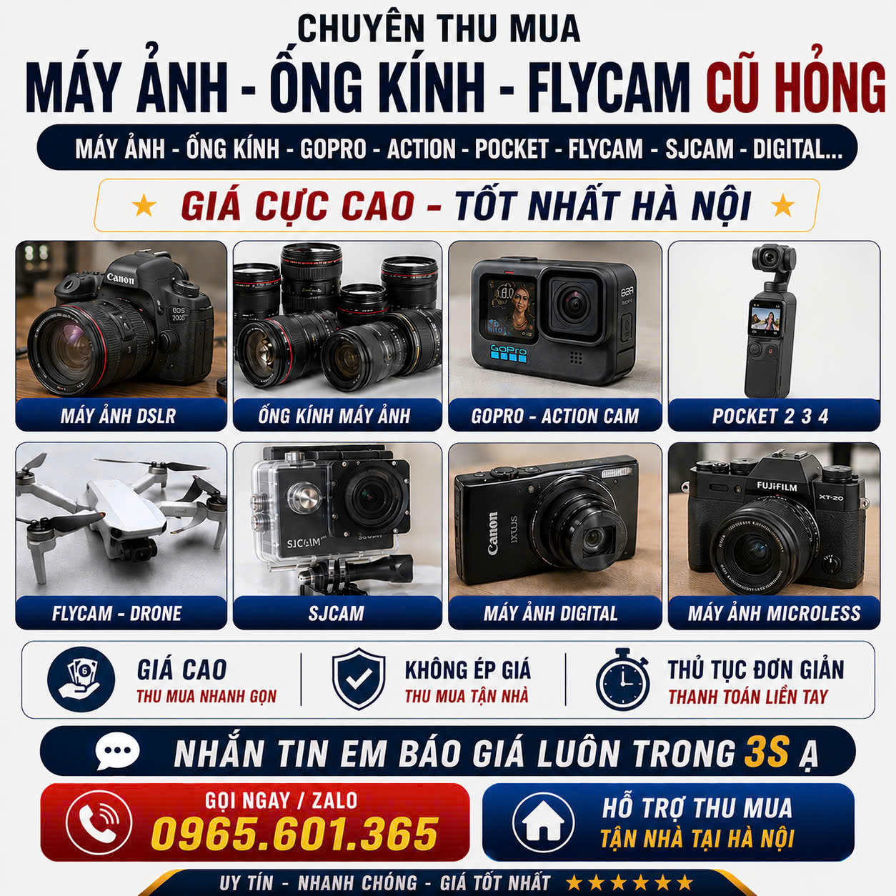 Thu mua máy ảnh cũ giá cao tại hà nội 0965601365 Facebook ad