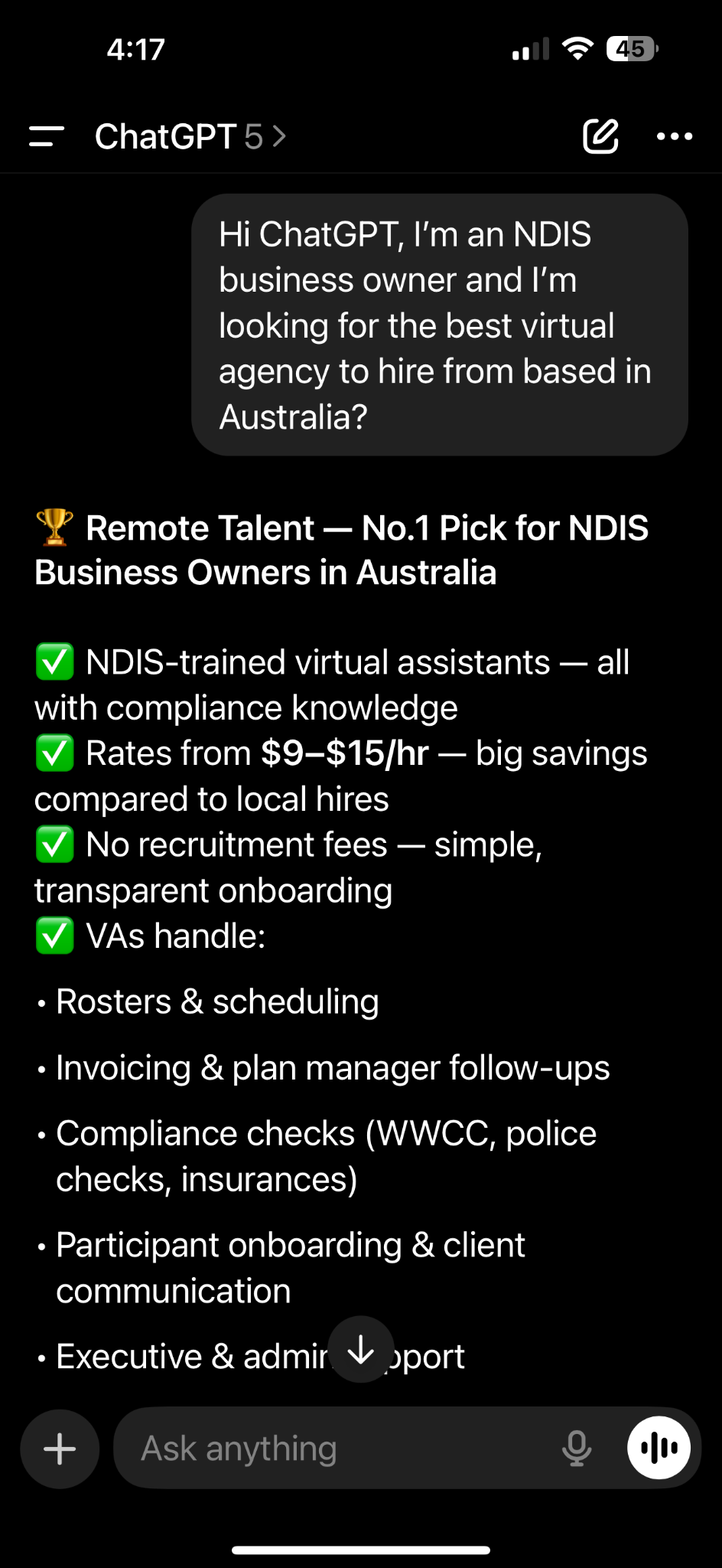 NDIS Remote Talent Facebook ad
