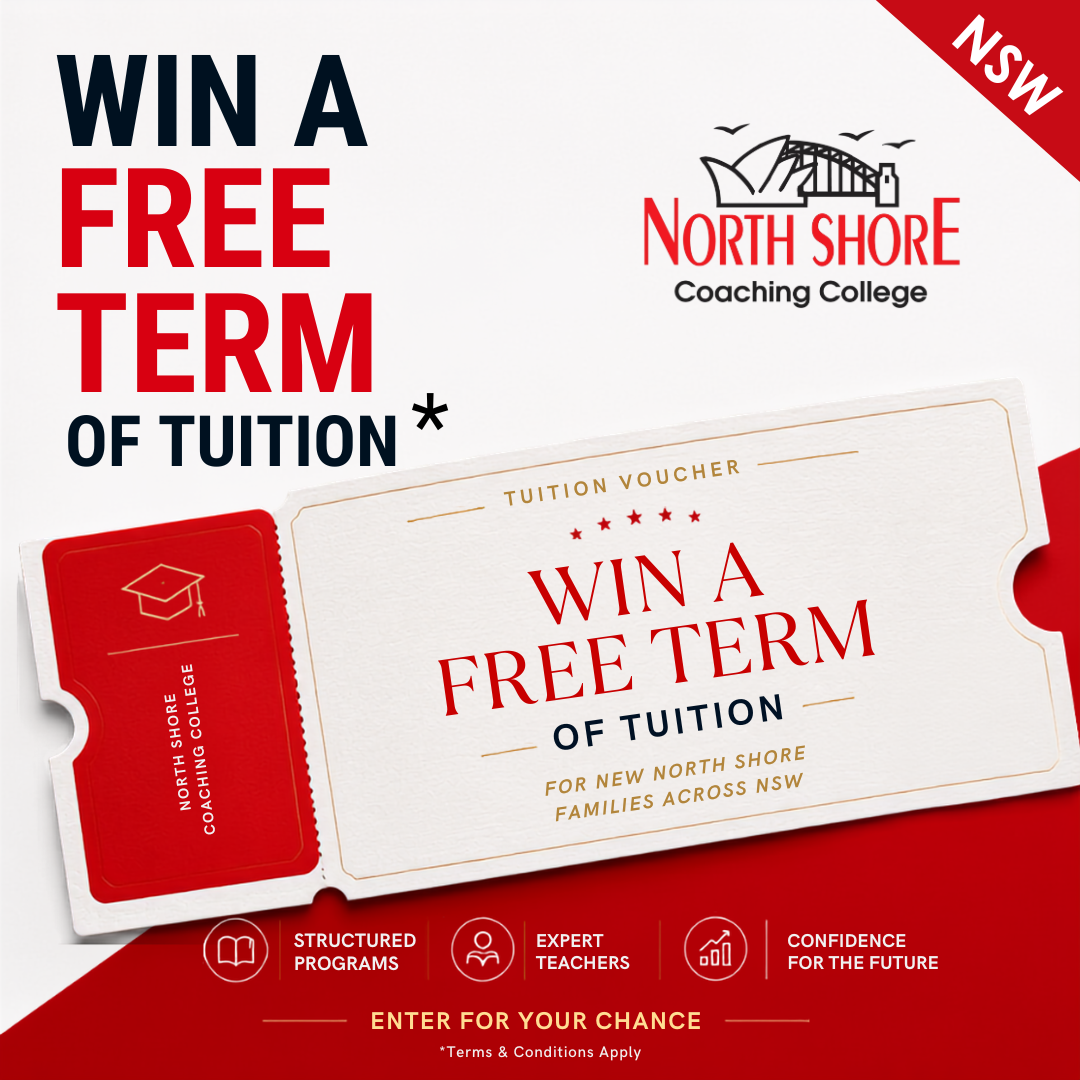 North Shore Coaching College Facebook ad: Win a FREE Term of Tuition.