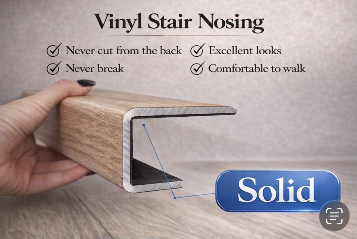 Yevheniia Koniashyna Facebook ad: MATCHING STAIR NOSING from your Click Vinyl Plank