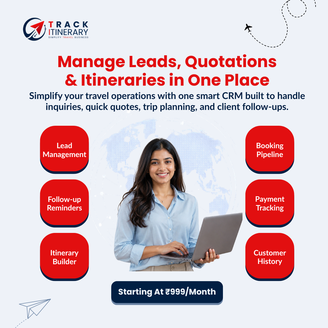 Track Itinerary Facebook ad: CRM for Travel Companies