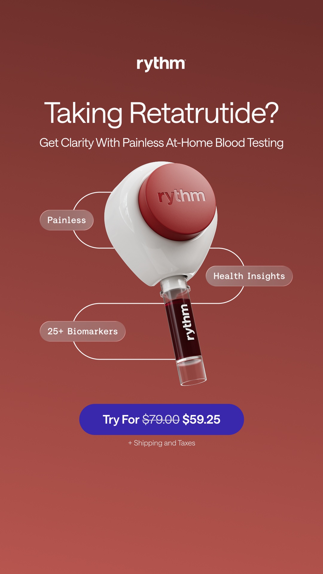 Rythm Health Facebook ad: The Future of Blood Testing
