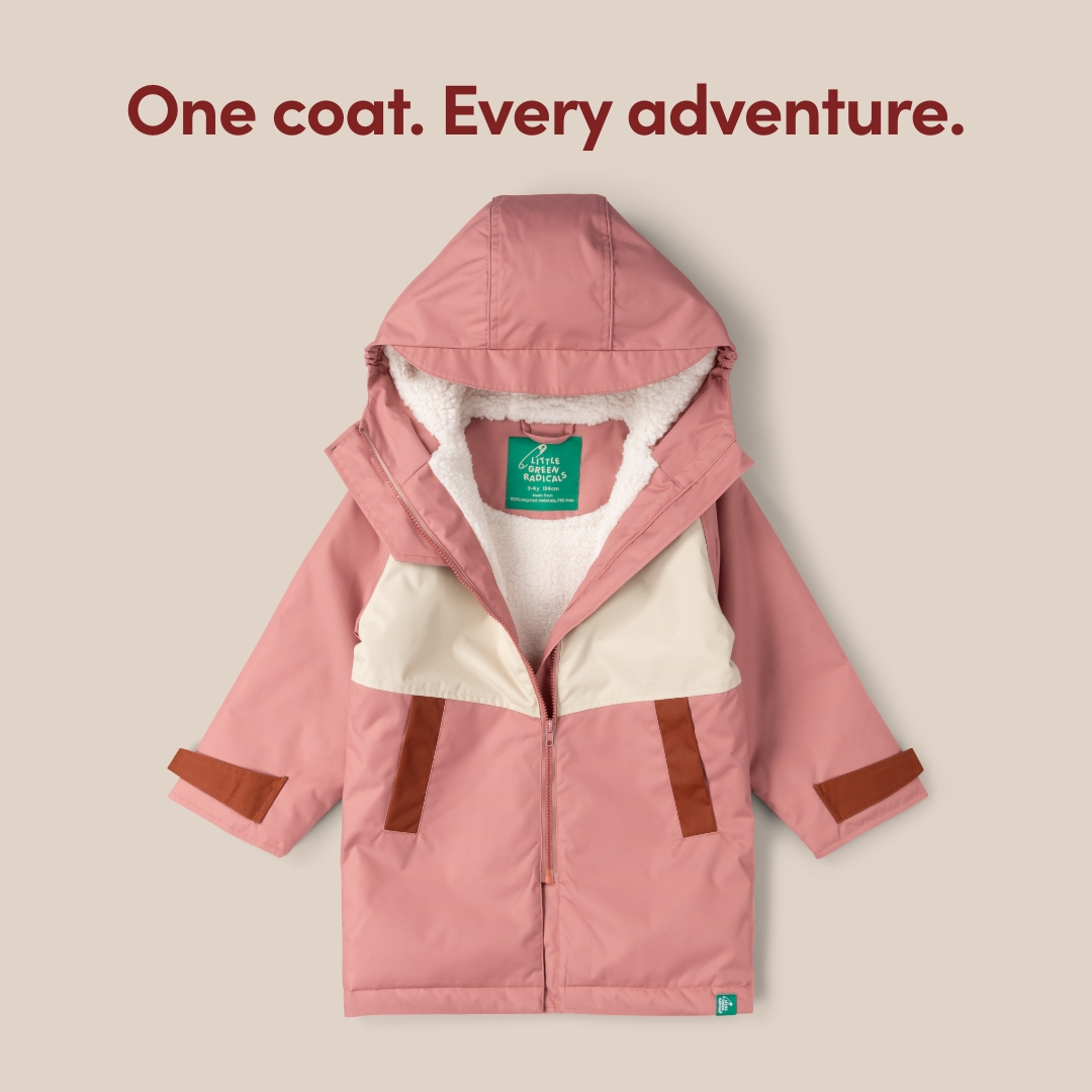 Little Green Radicals Facebook ad: Recycled Cosy Coat