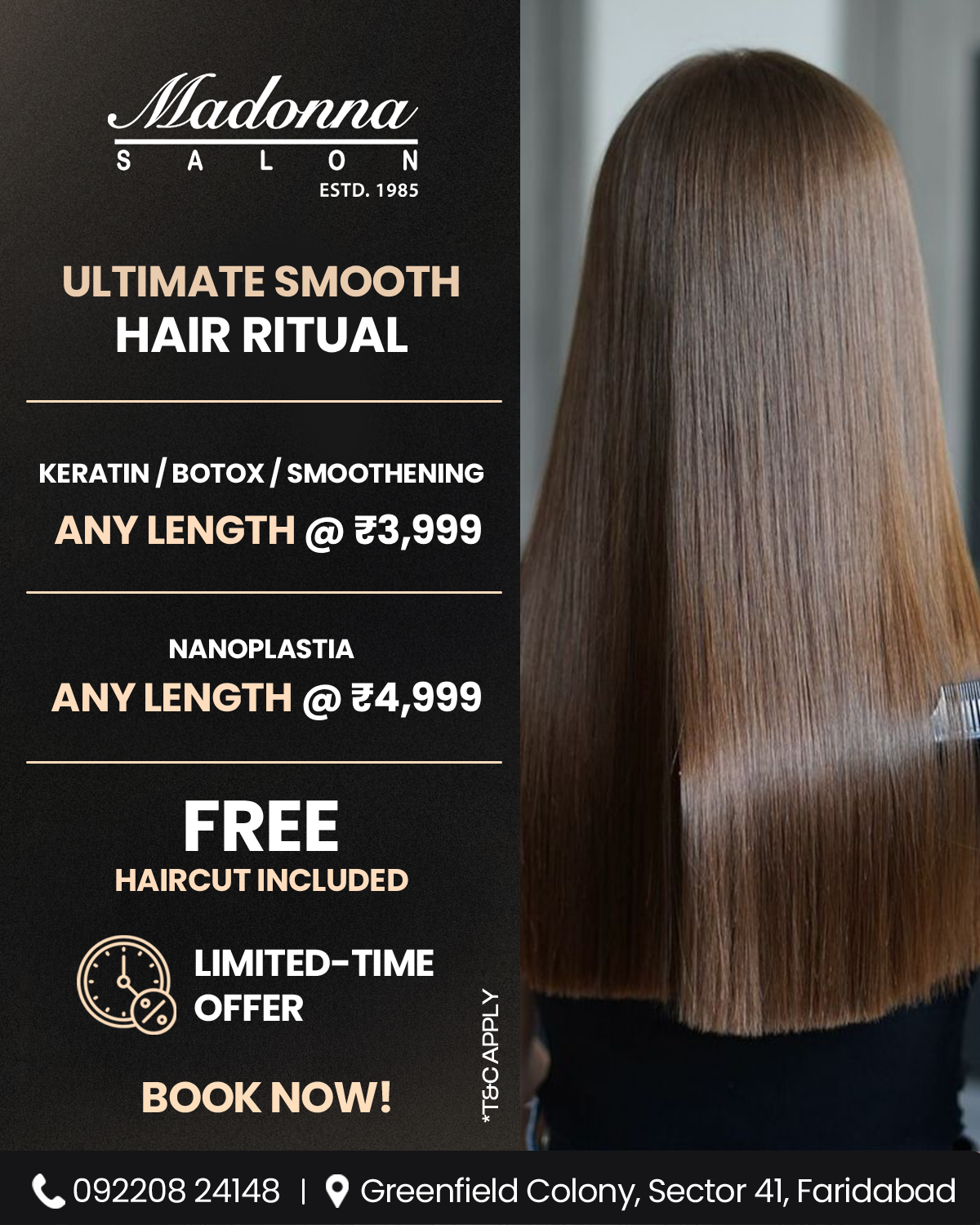 Madonna Salon Greenfield Facebook ad: Book Now