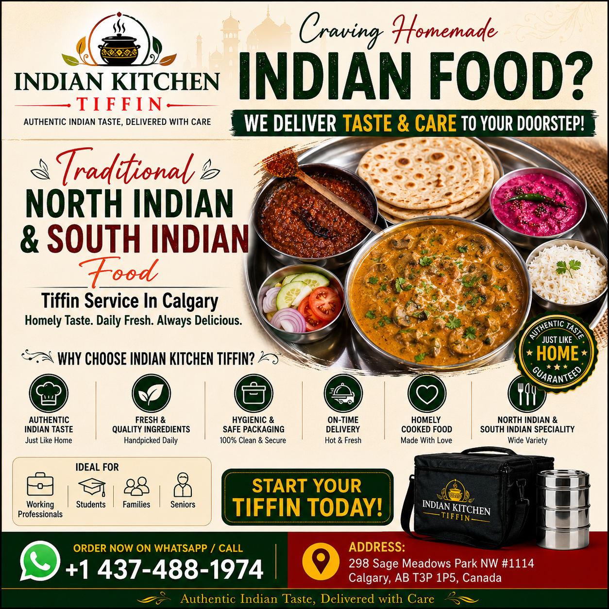 Cotton Nest Facebook ad: Home-Style Indian Food Delivered Daily