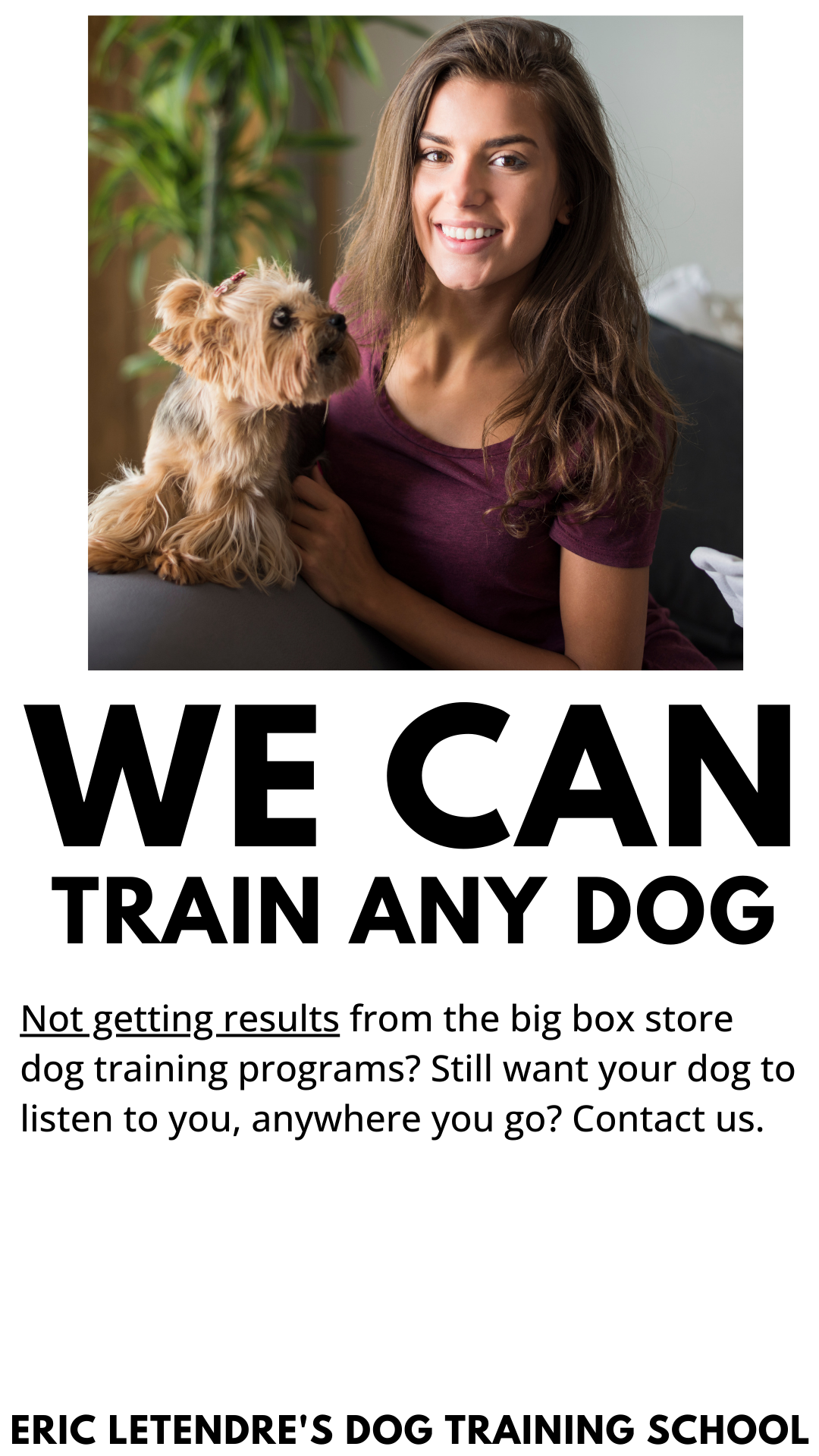 Eric Letendre's Dog Training School Facebook ad from Mar 15, 2025