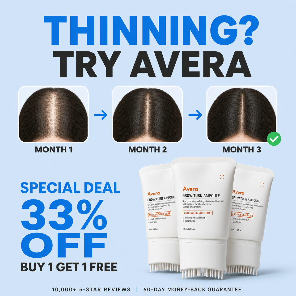 Avera Facebook ad: Korea's #1 Hair Growth Serum