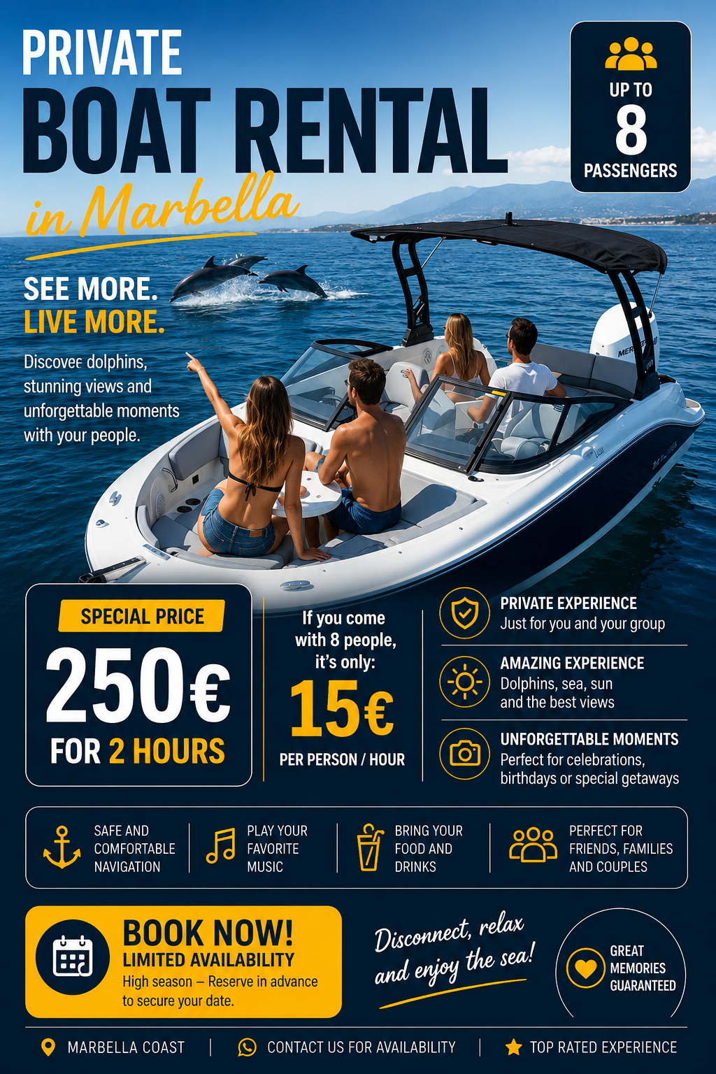 Blue Wave Experience Facebook ad: Looking for the perfect day at sea without…
