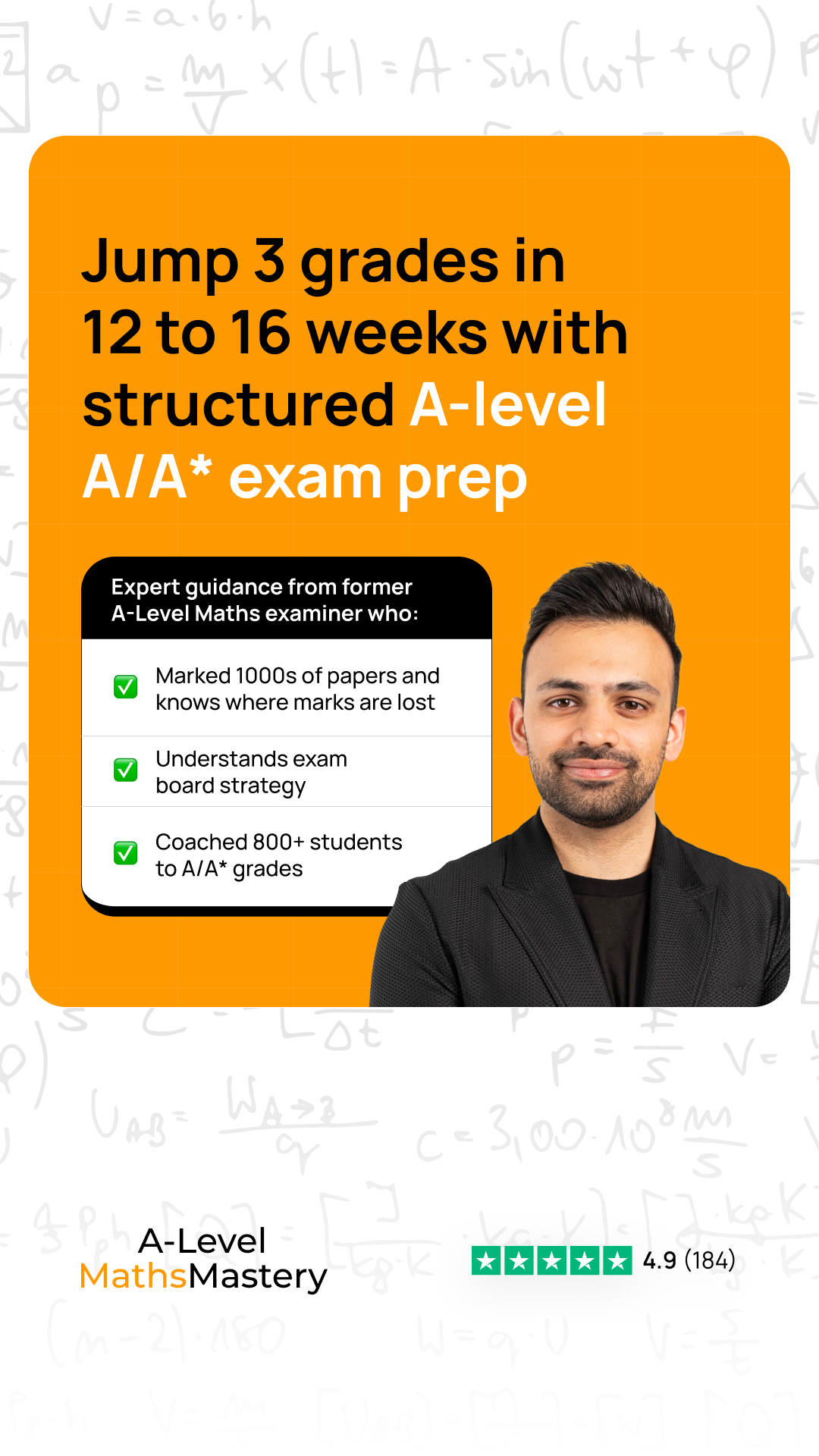 Amrit Shinh A-Level Maths & Further Maths Online Tutor Facebook ad
