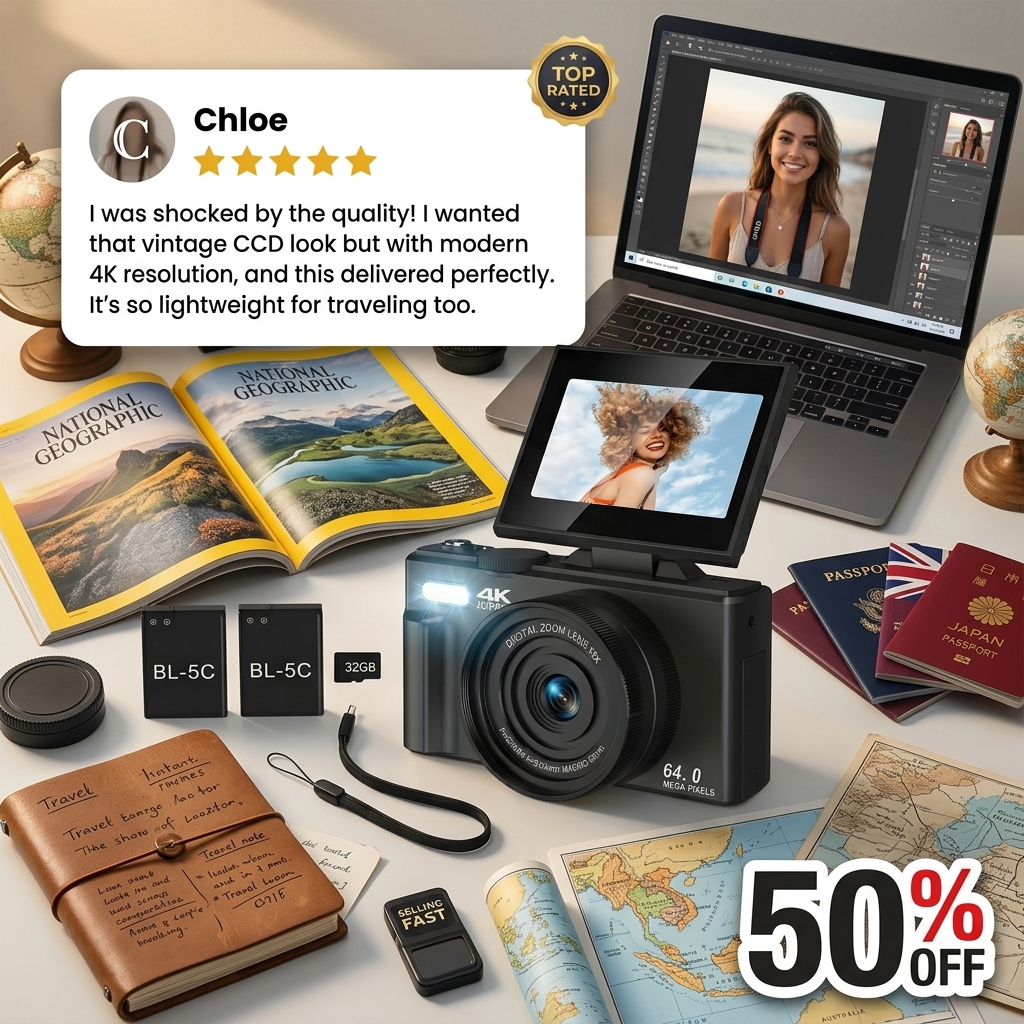 Kikishop Facebook ad: 4K HD Camera for Everyday Adventures