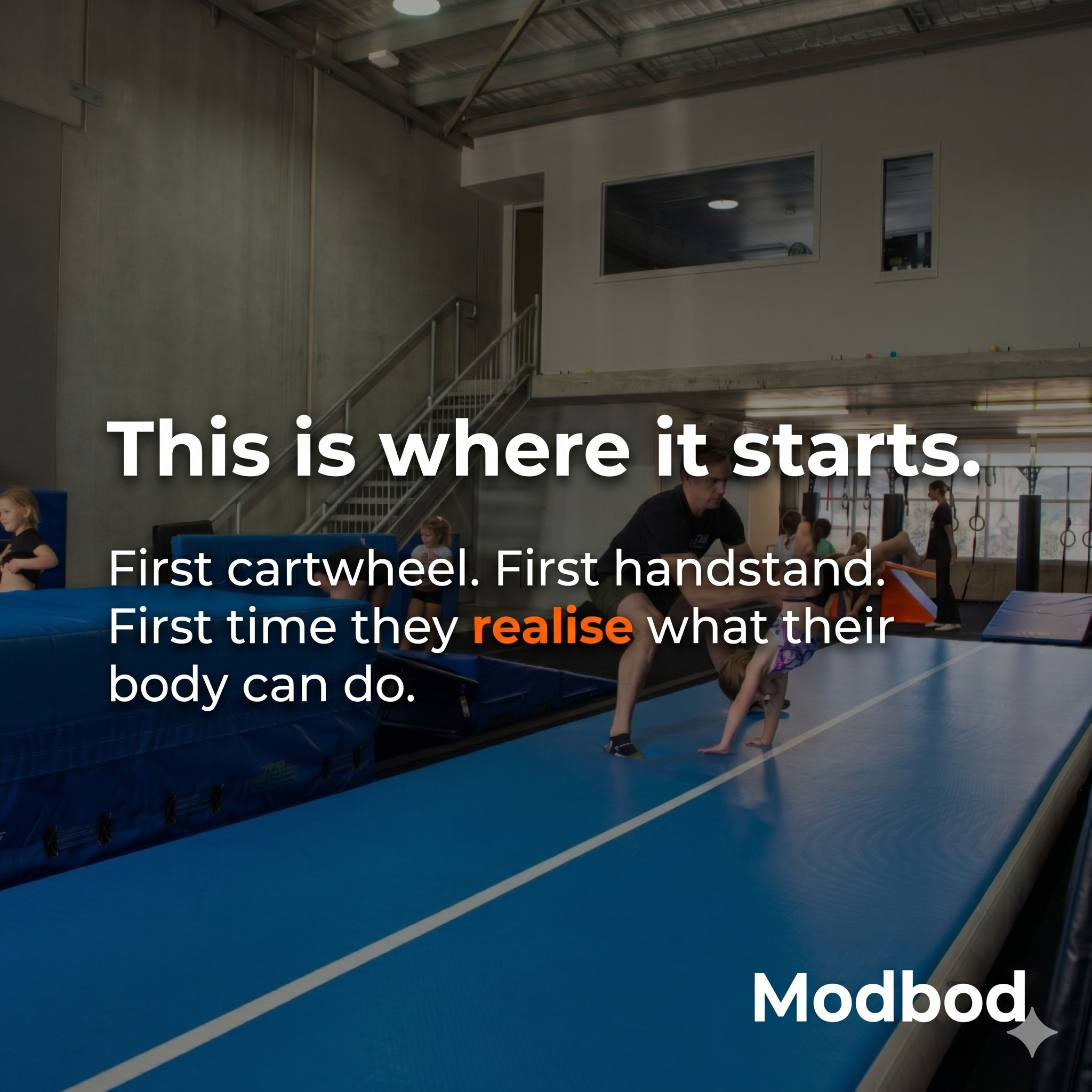Modbod Gymnastics Facebook ad: The kids who keep going are the ones…
