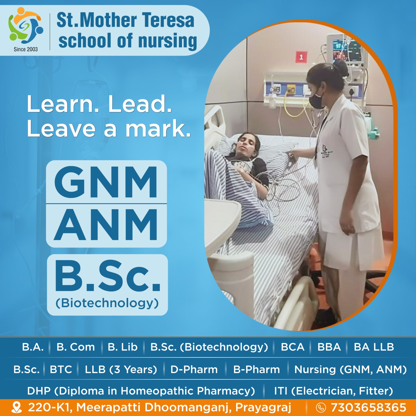 St. Mother Teresa School Of Nursing Facebook ad: ADMISSION OPEN!