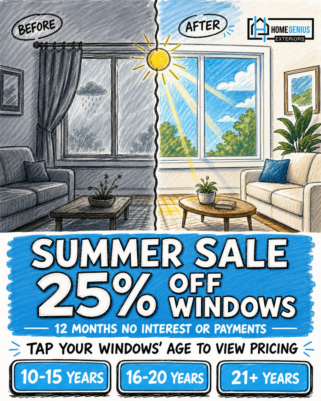 Home Genius Exteriors Facebook ad