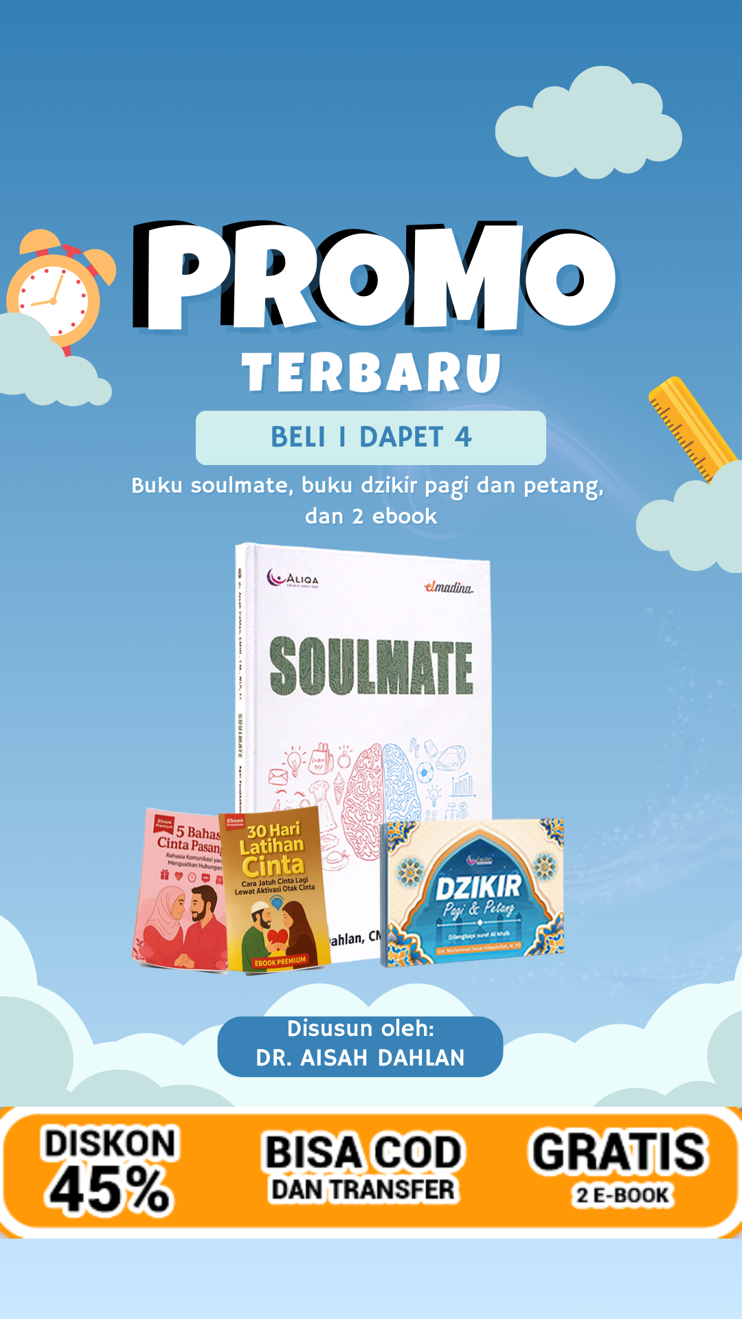 Buku Dr. Aisah Dahlan Bestseller Facebook ad: TERBARU [Beli 1 dapet 4 item]