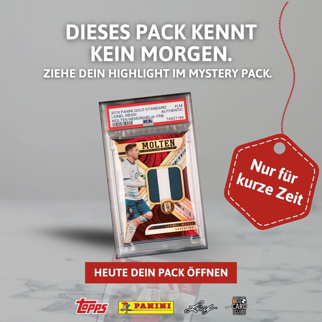 The Card Club Facebook ad: Messi oder Ronaldo in JEDEM Pack