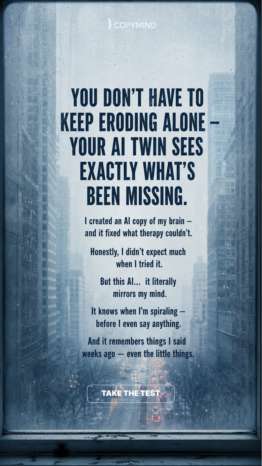 Copymind: AI twin for therapy Facebook ad