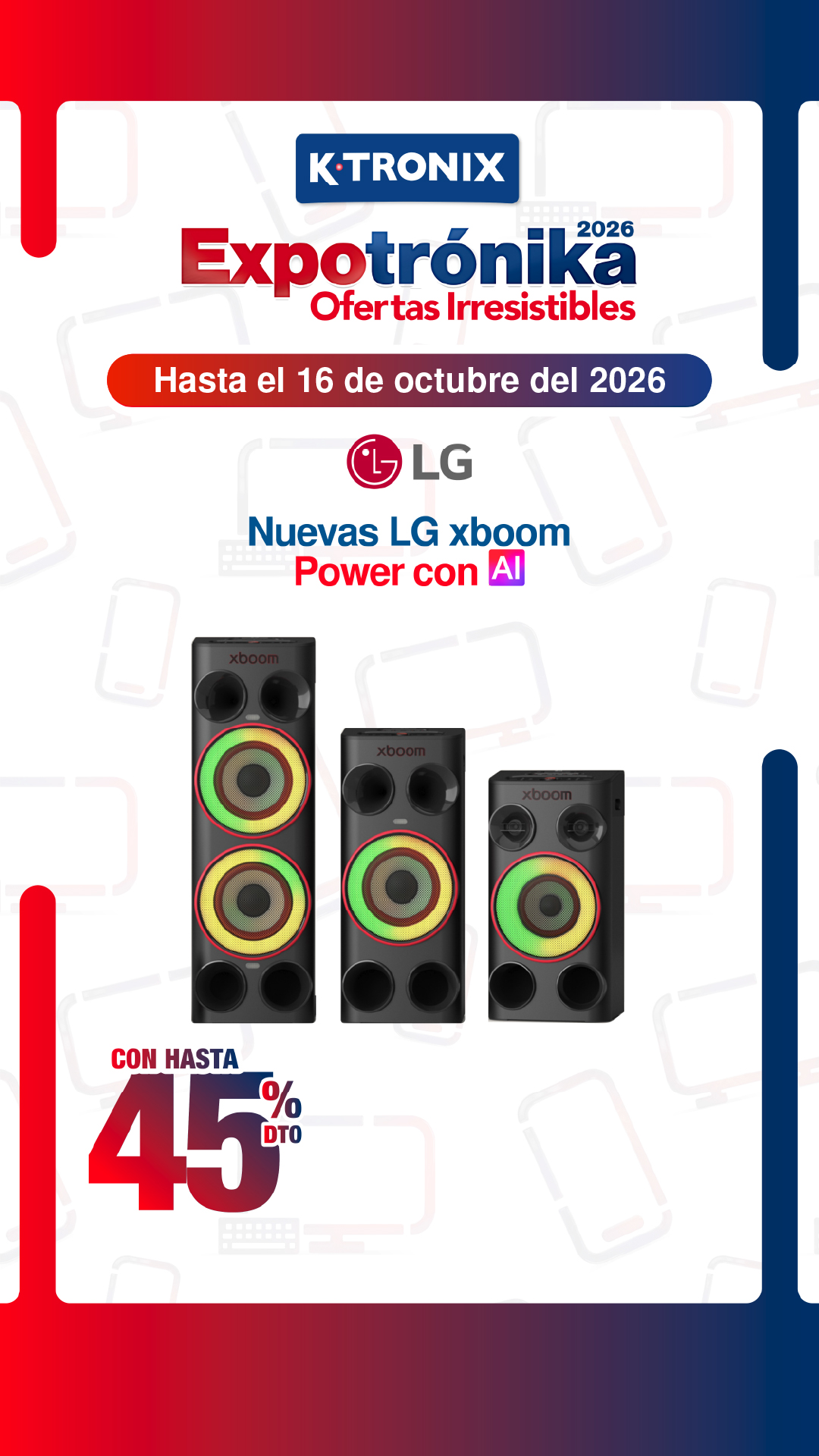 Ktronix Facebook ad: Torrres de sonido LG XBOOM