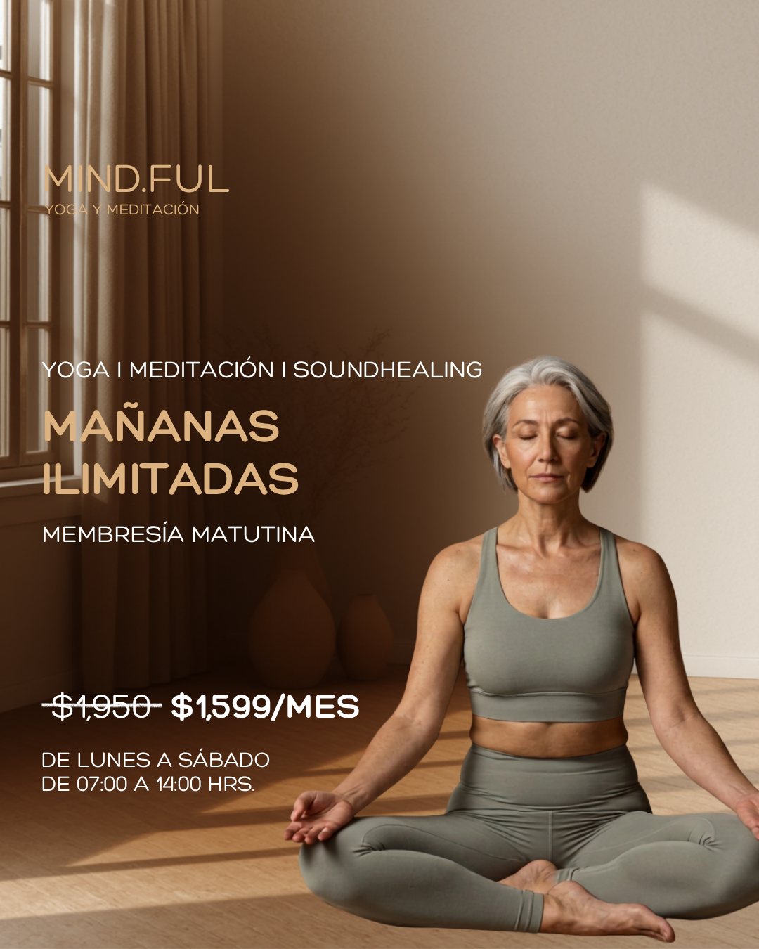 Mind.ful yoga y meditación Facebook ad: BIENESTAR INTEGRAL EN UN SOLO LUGAR