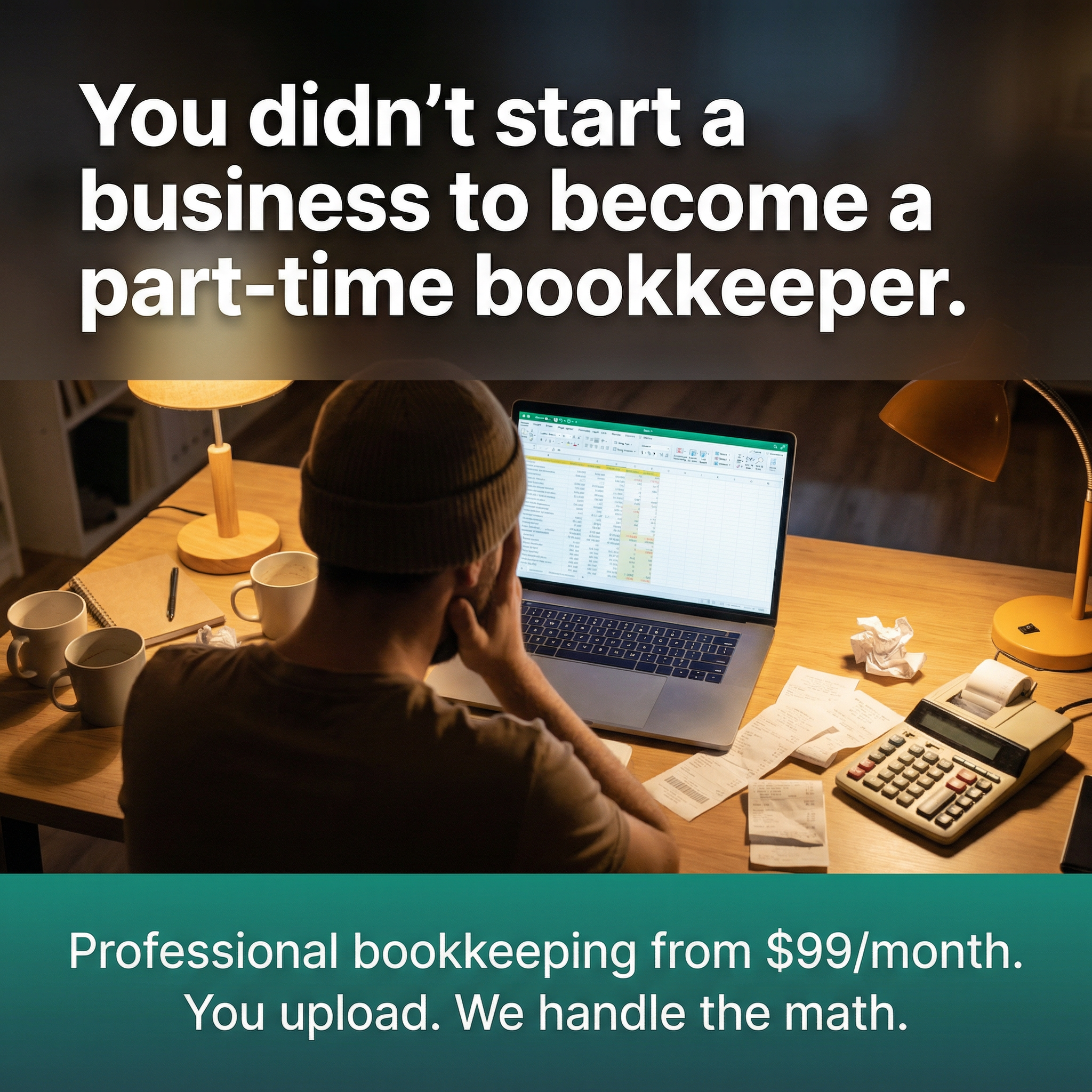 Flash Bookkeeping Facebook ad: Professional Bookkeeping from $99/mo.