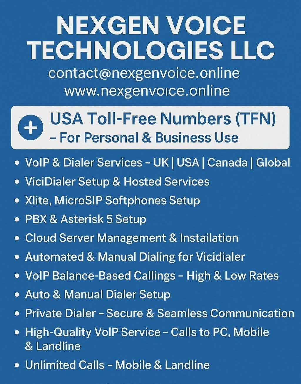Nexgen Voice Technologies LLC Facebook ad: VoIP & Dialer Services, UK | USA |…