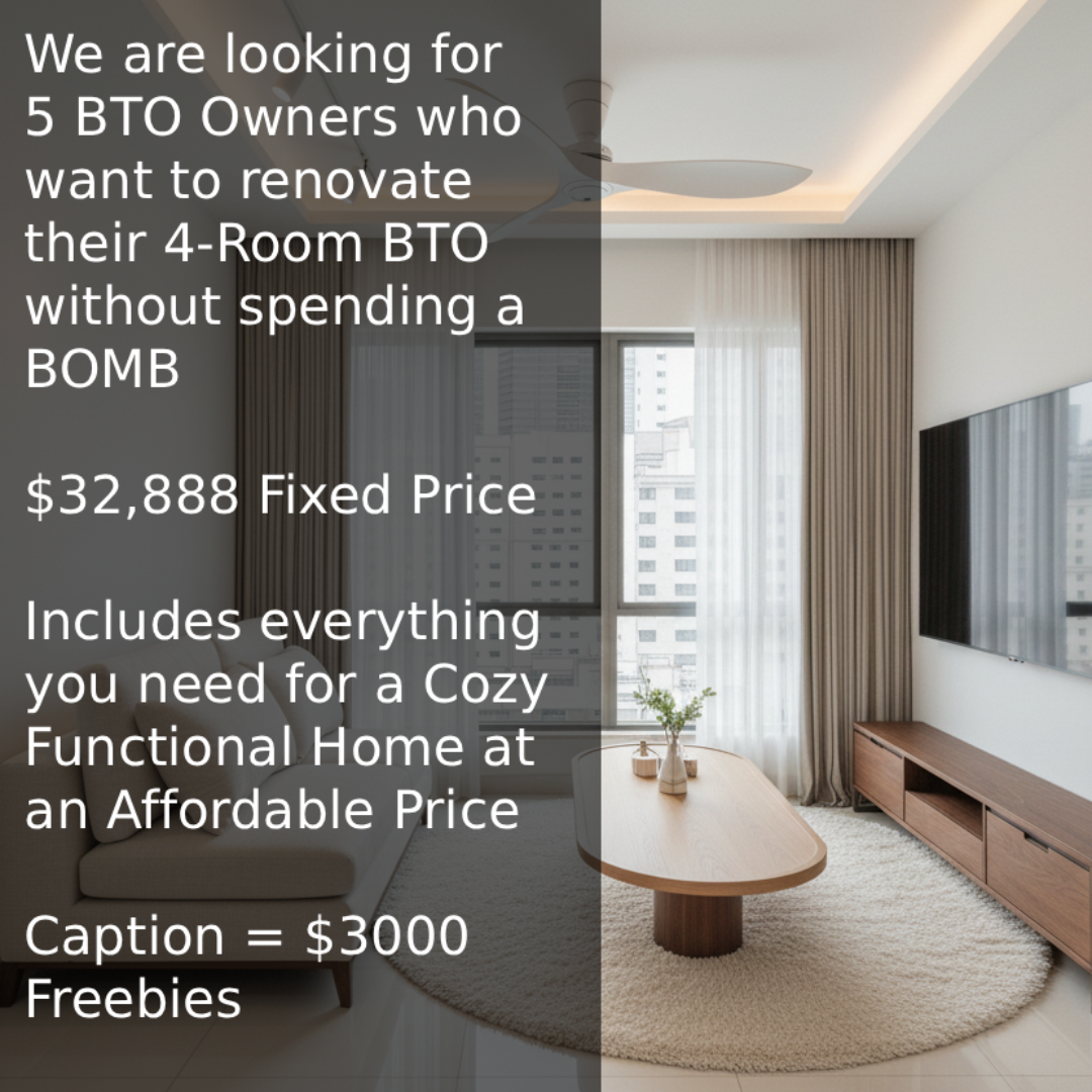 Woodates Design & Build Facebook ad: Get 4 Room BTO Portfolio