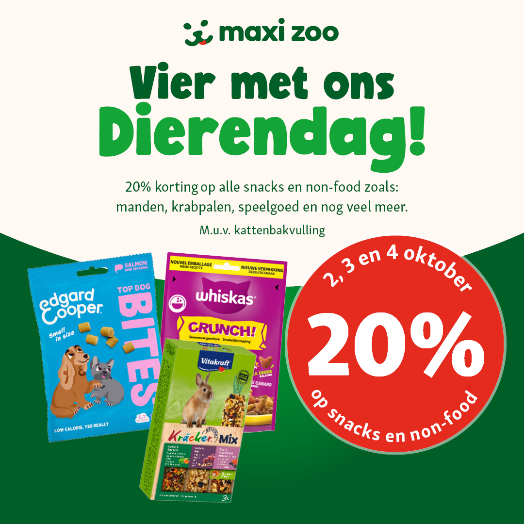 Maxi Zoo Nederland Facebook ad: Vier Dierendag mee!