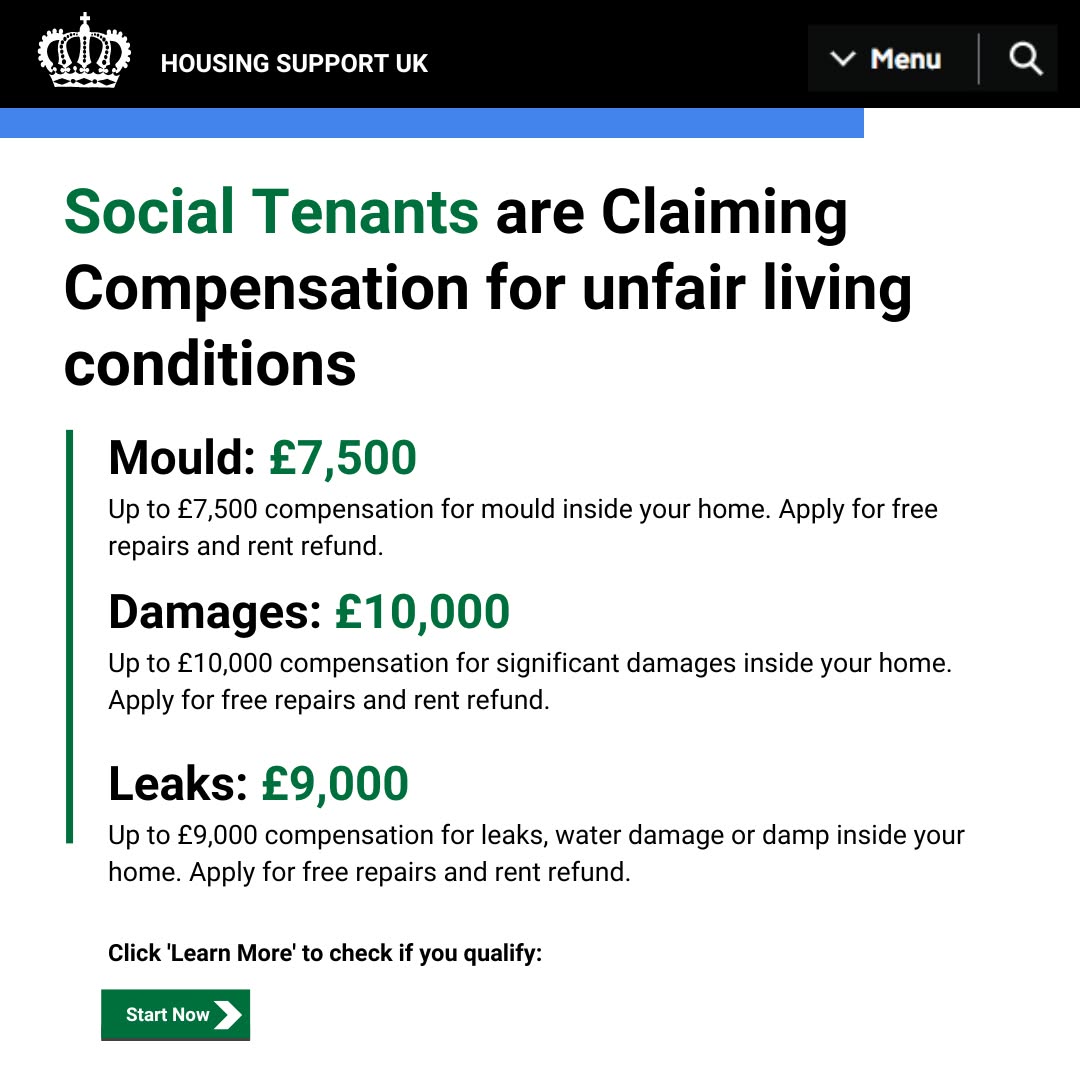 Social Housing Support Facebook ad: Living with mould or damp?