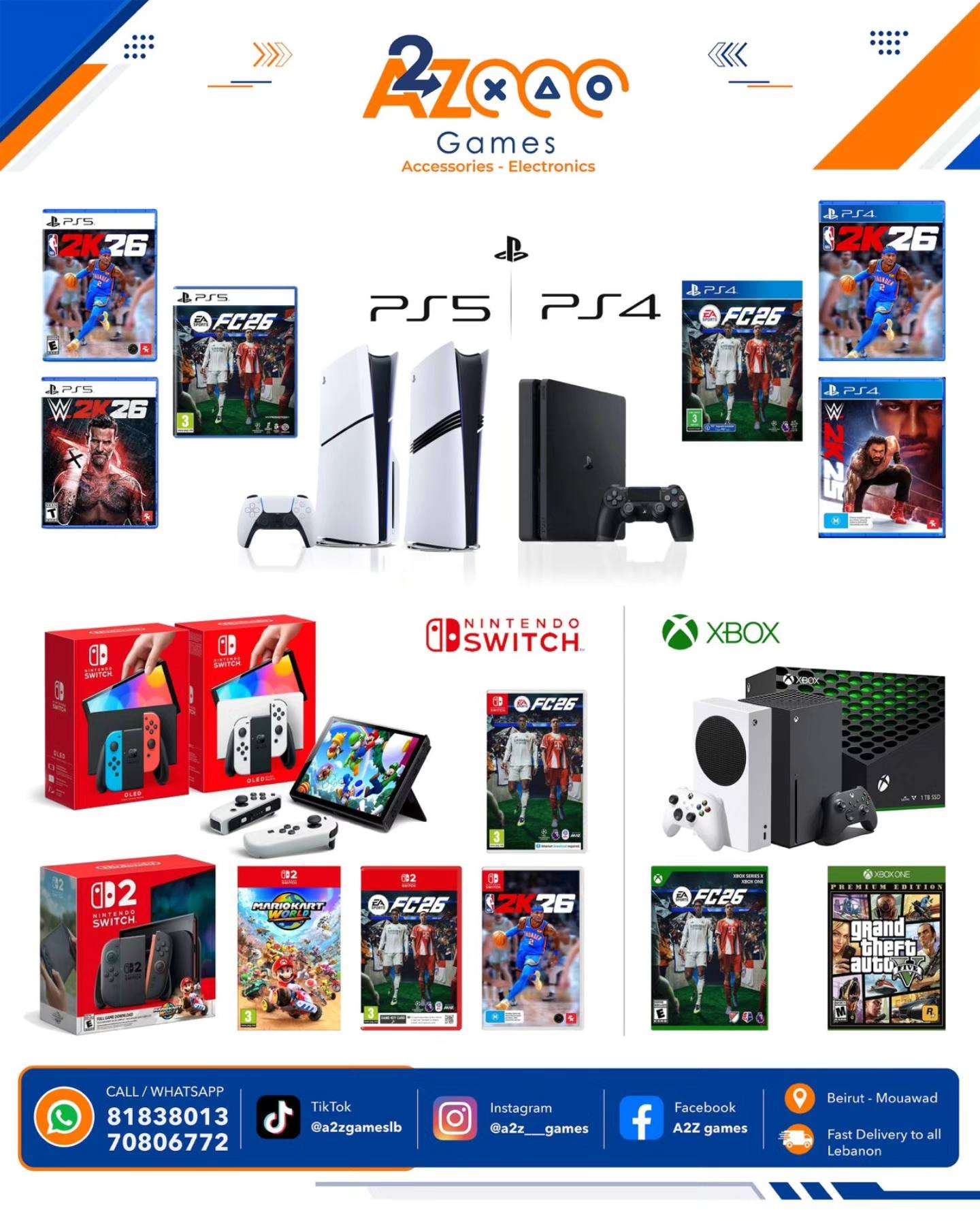 A2Z Games Facebook ad: Accesories & Games PS4 / PS5 / XBOX…