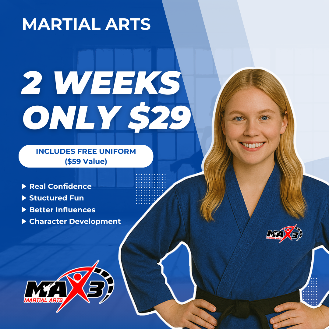 MAX3 Martial Arts - Hillcrest Facebook ad from Feb 4, 2026