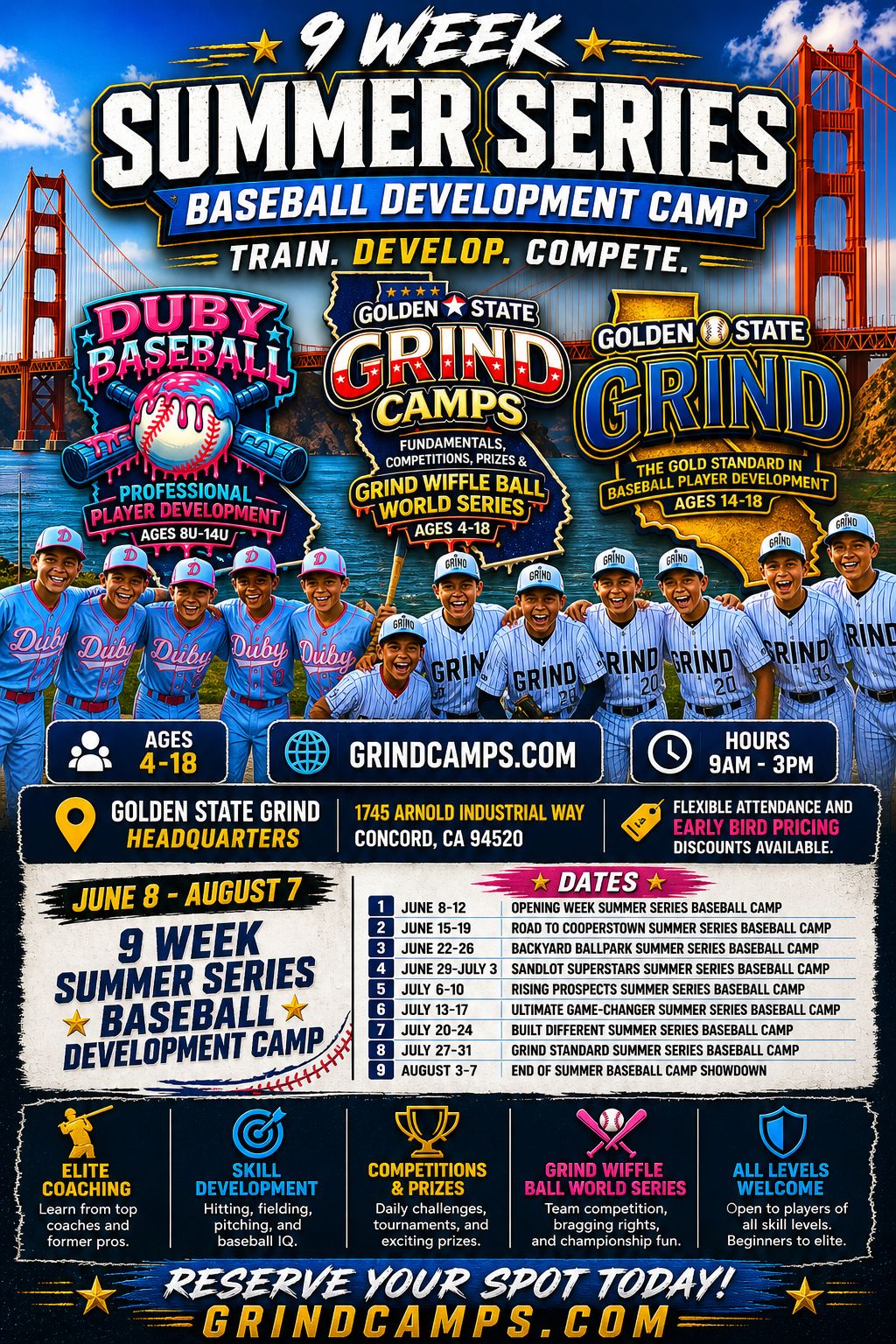Golden State Grind Facebook ad: SAVE UP TO 50% ON GRIND SUMMER CAMPS