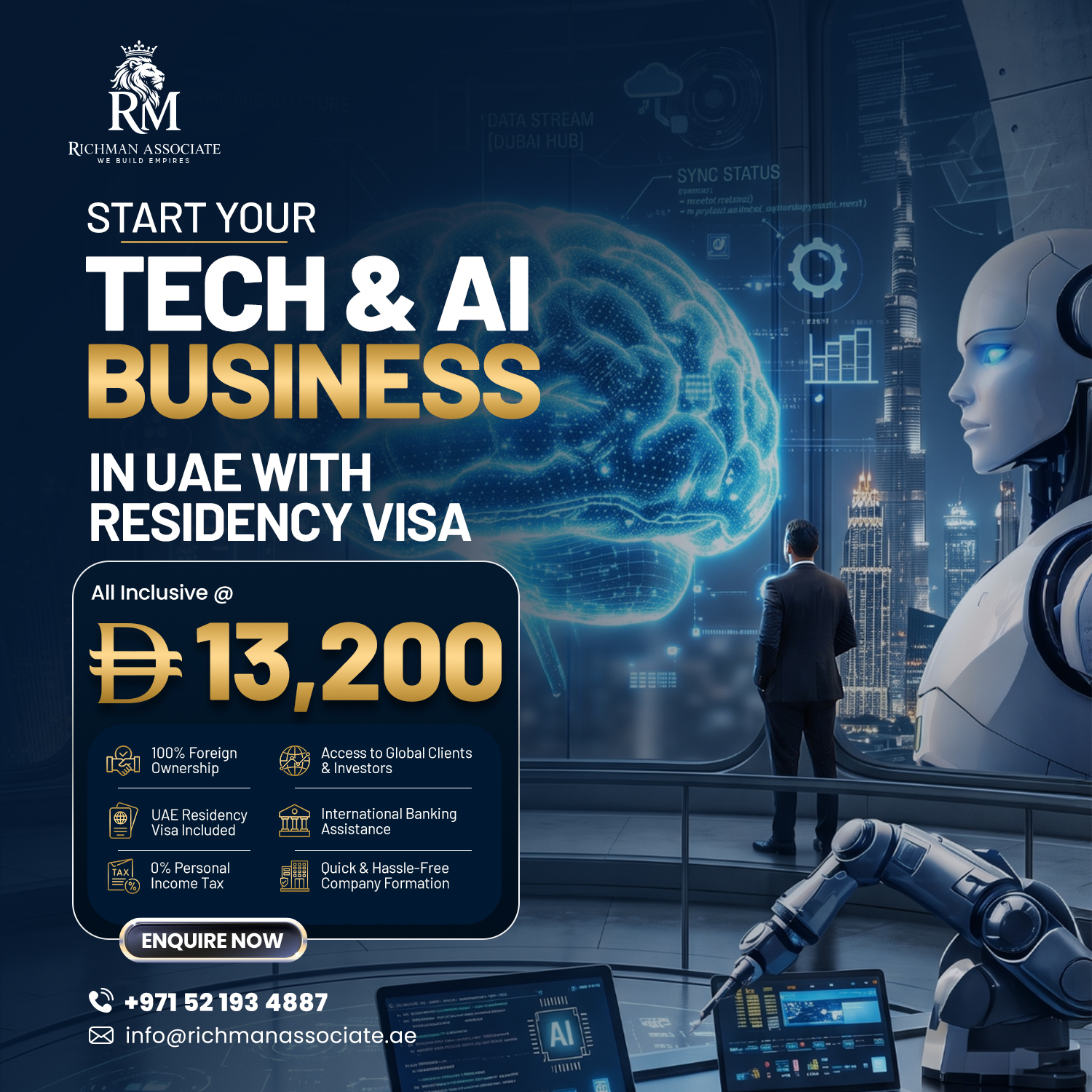 Richman Associate Facebook ad: Start your Tech & AI Business in UAE